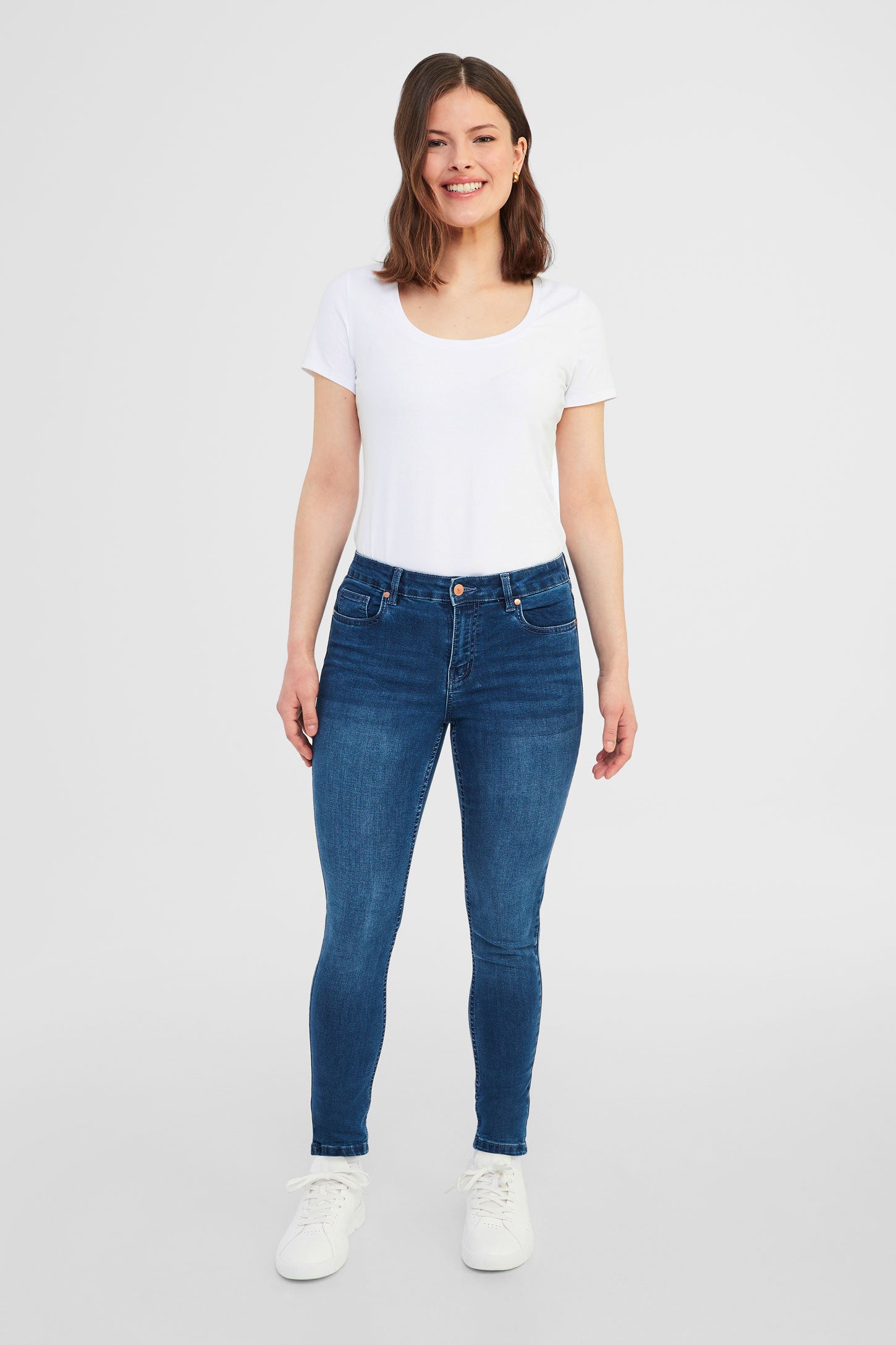 Jeans coupe ajustée - Femme && BLEU MOYEN
