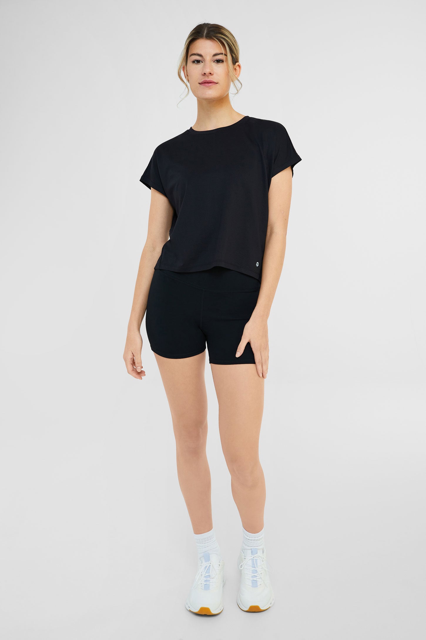 T-shirt en mesh perforée - Femme && NOIR