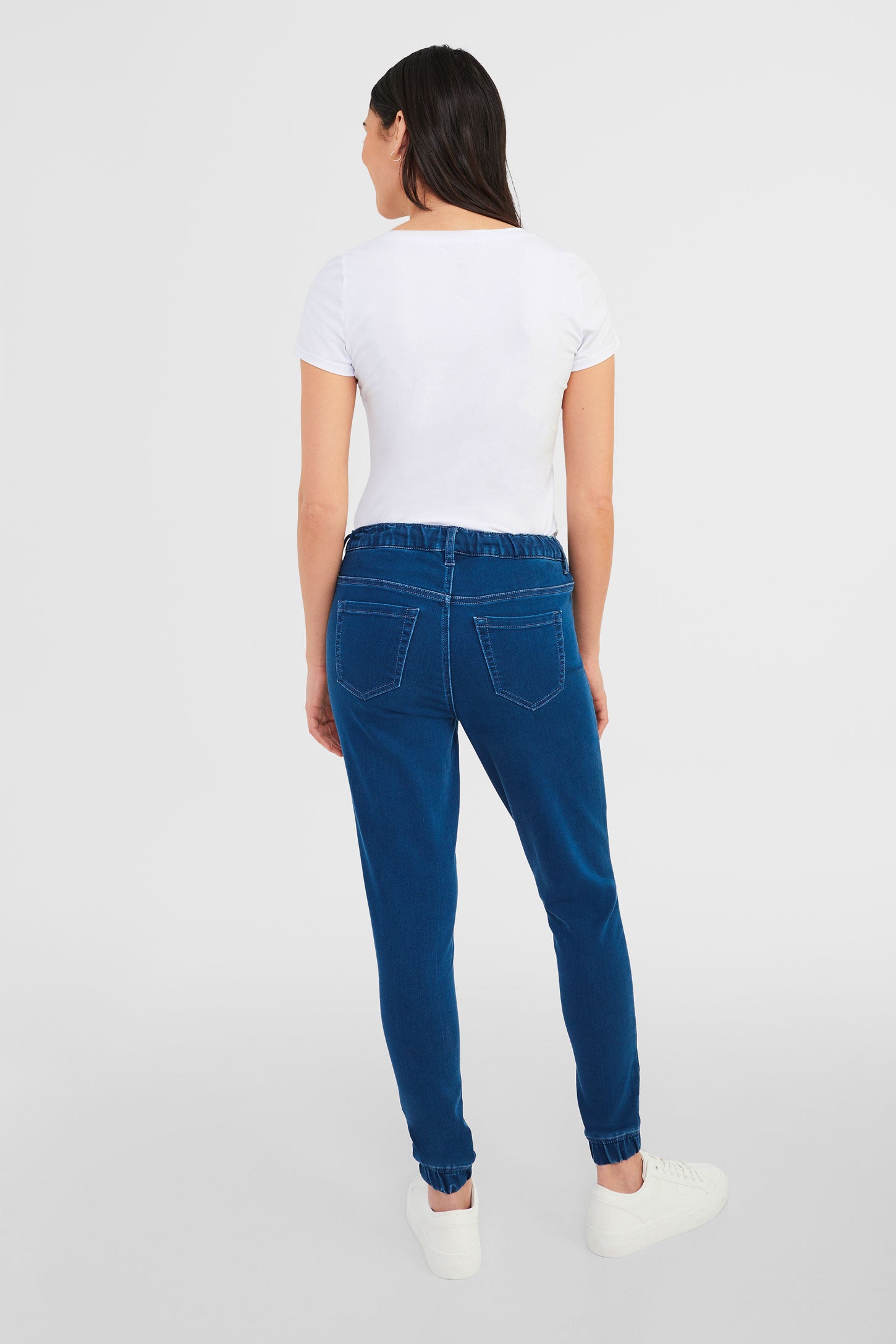 Jeans coupe jogger - Femme && BLEU MOYEN