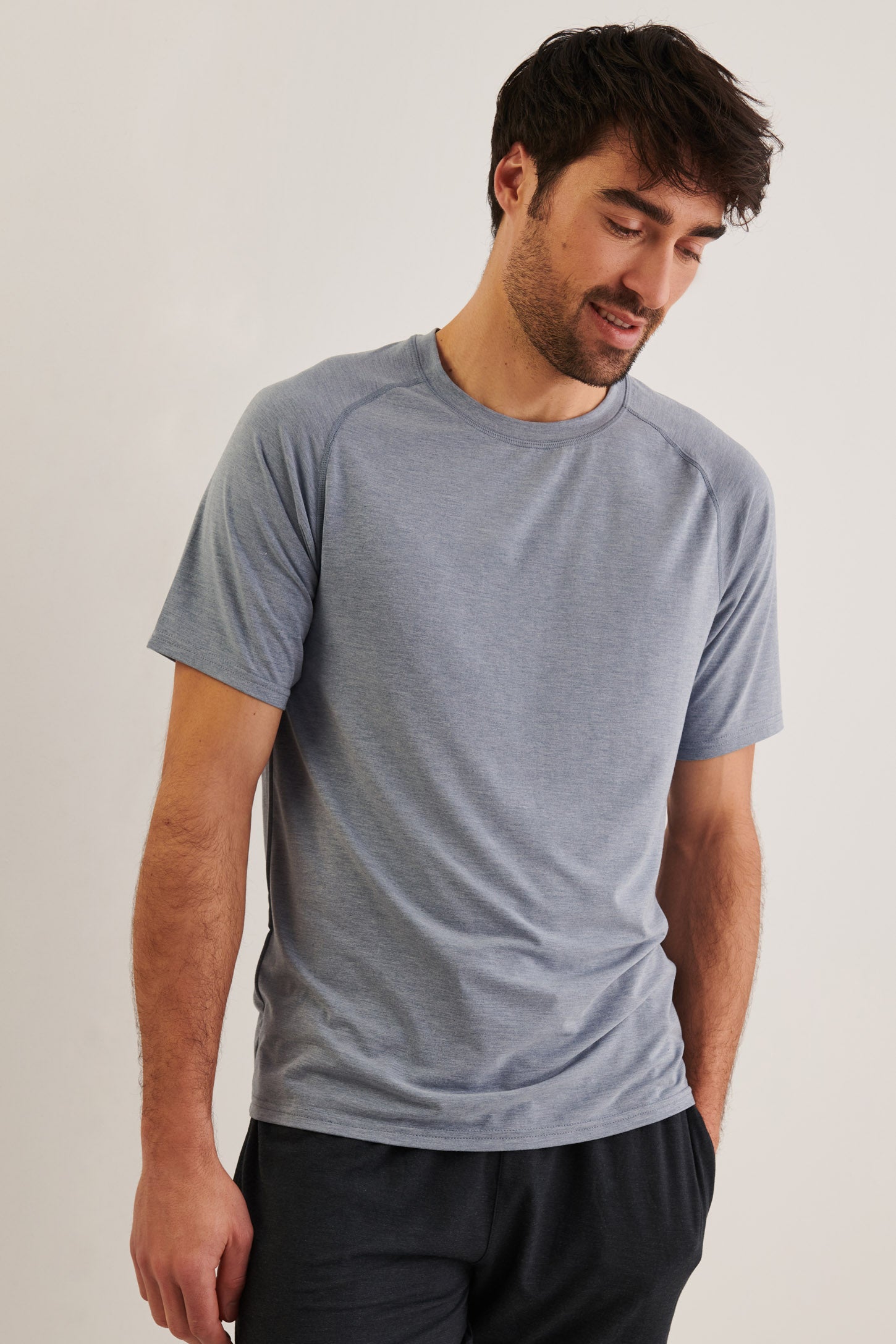 T-shirt BM, modal - Homme && BLEU MIXTE