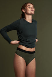 Culotte tanga en modal BM - Femme && VERT MIXTE