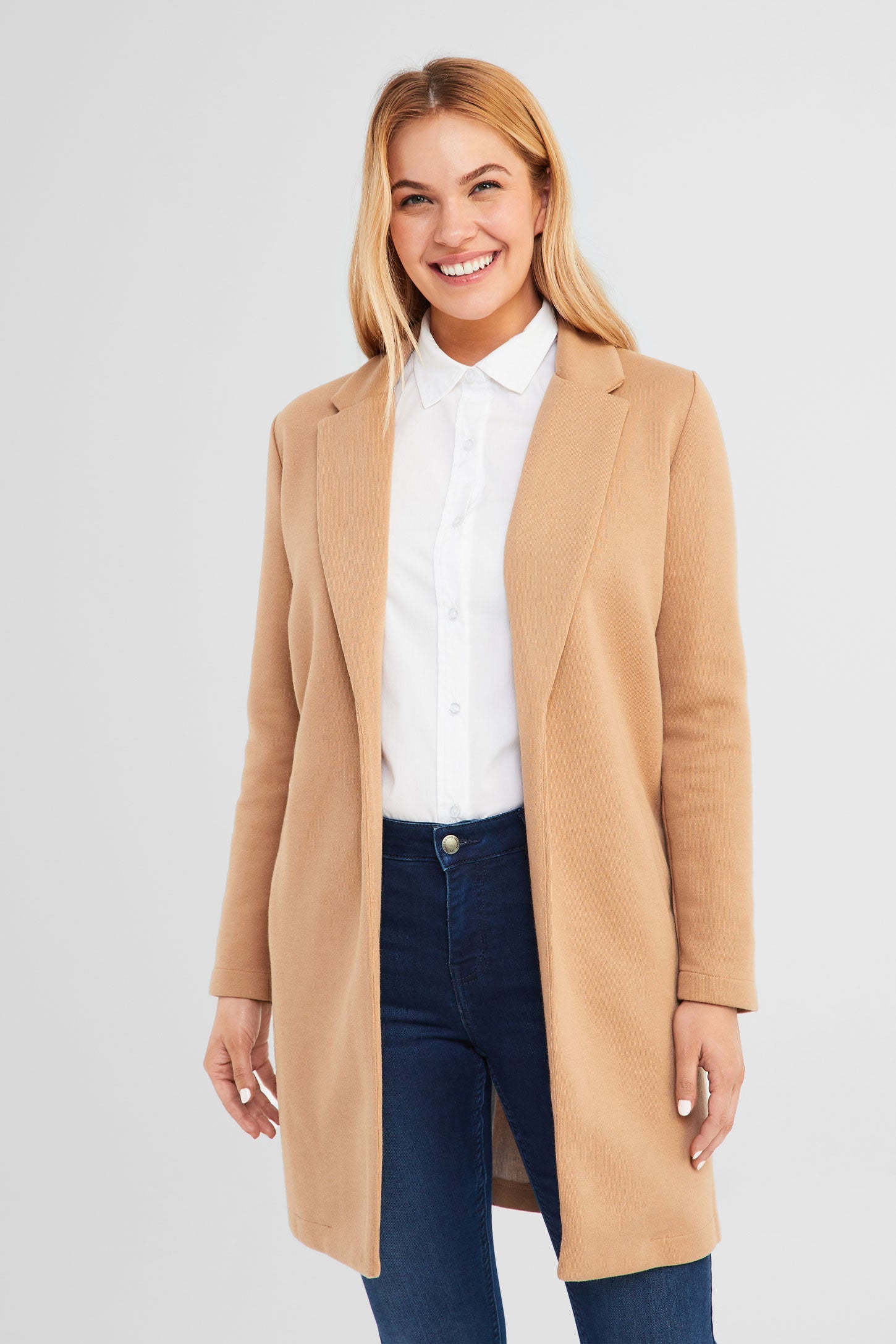 Veste tailleur longue - Femme && BEIGE