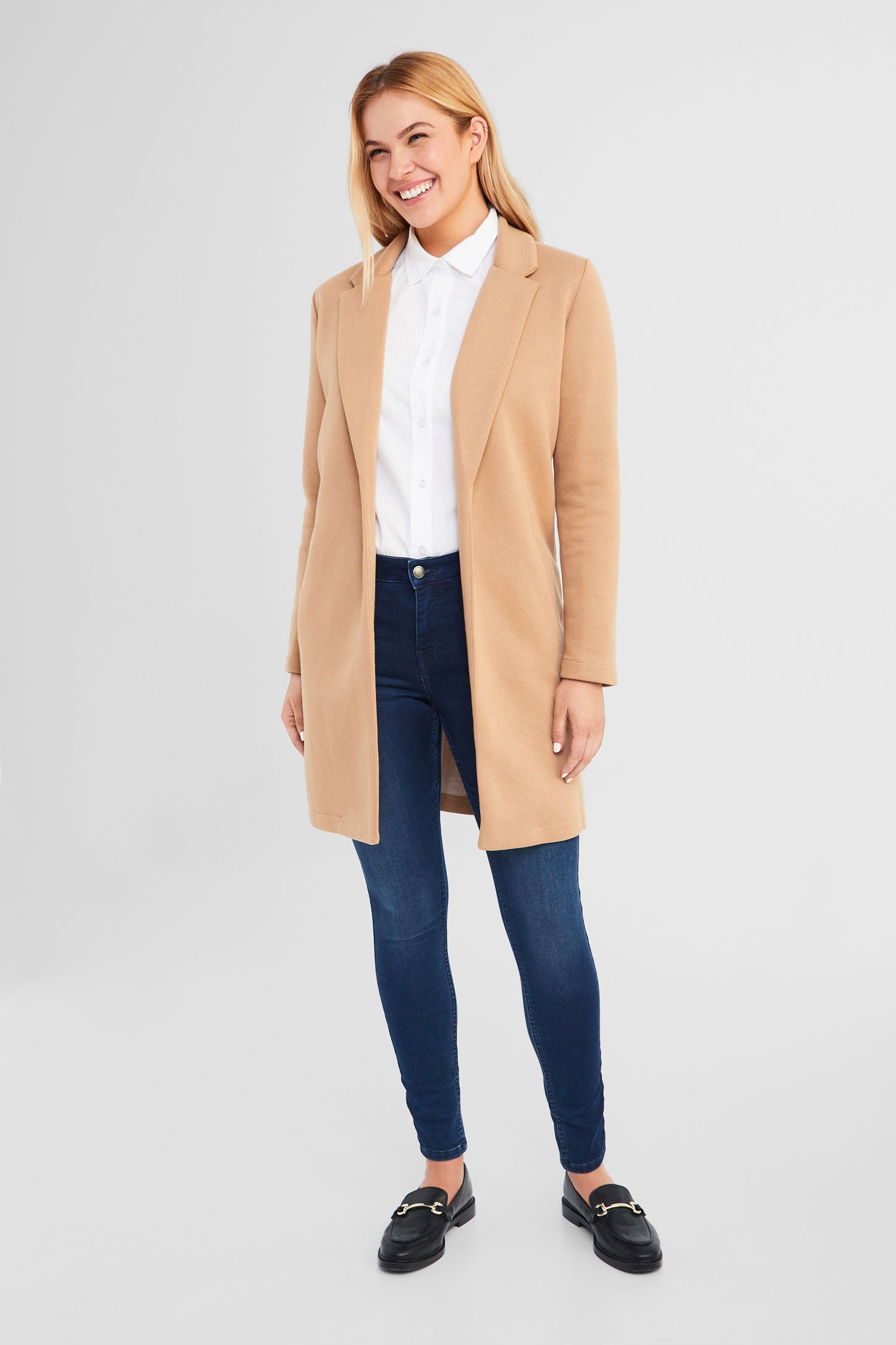 Veste tailleur longue - Femme && BEIGE