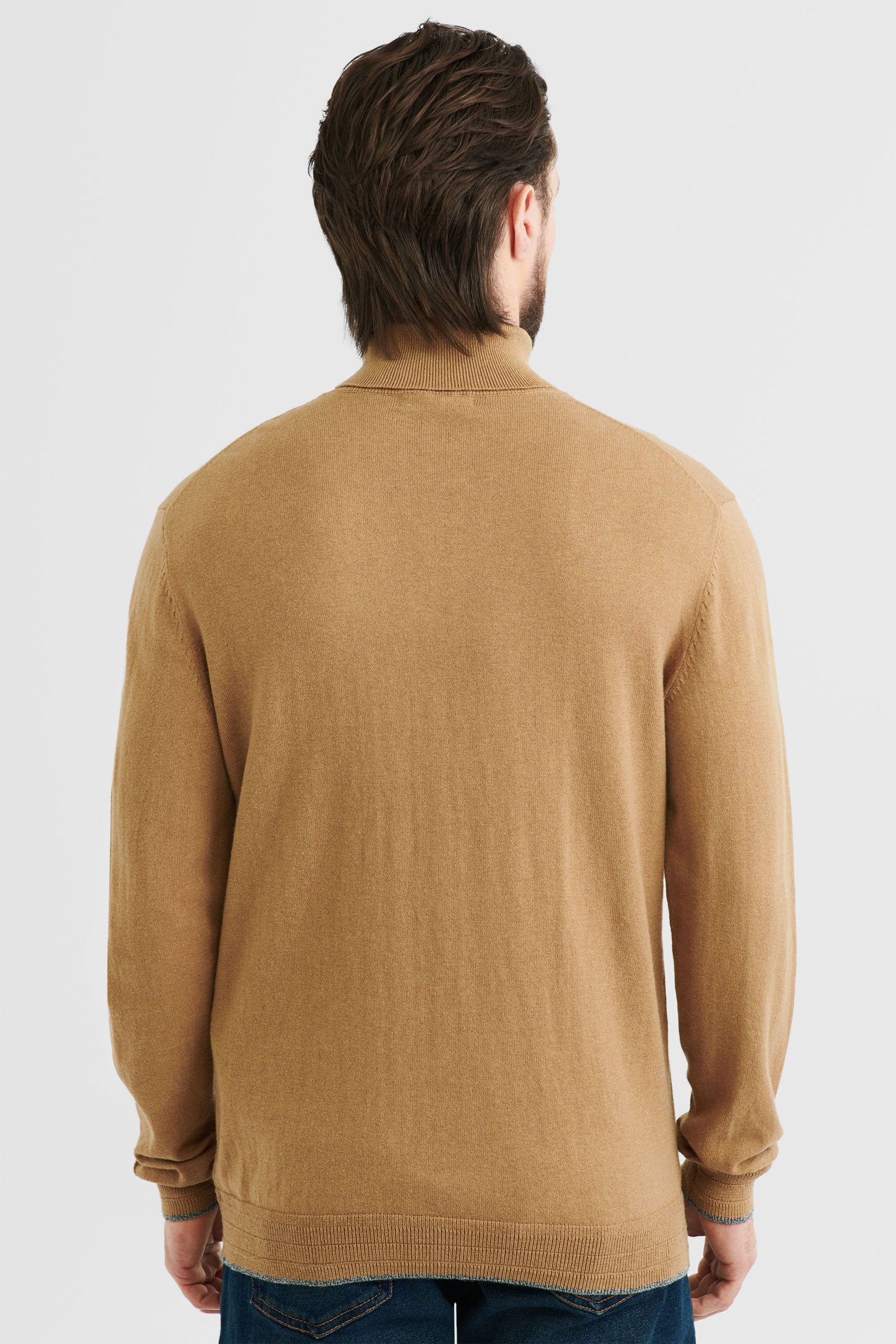 Chandail tricot col roulé - Homme && CHAMEAU