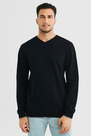 Chandail tricot col en V - Homme && NOIR