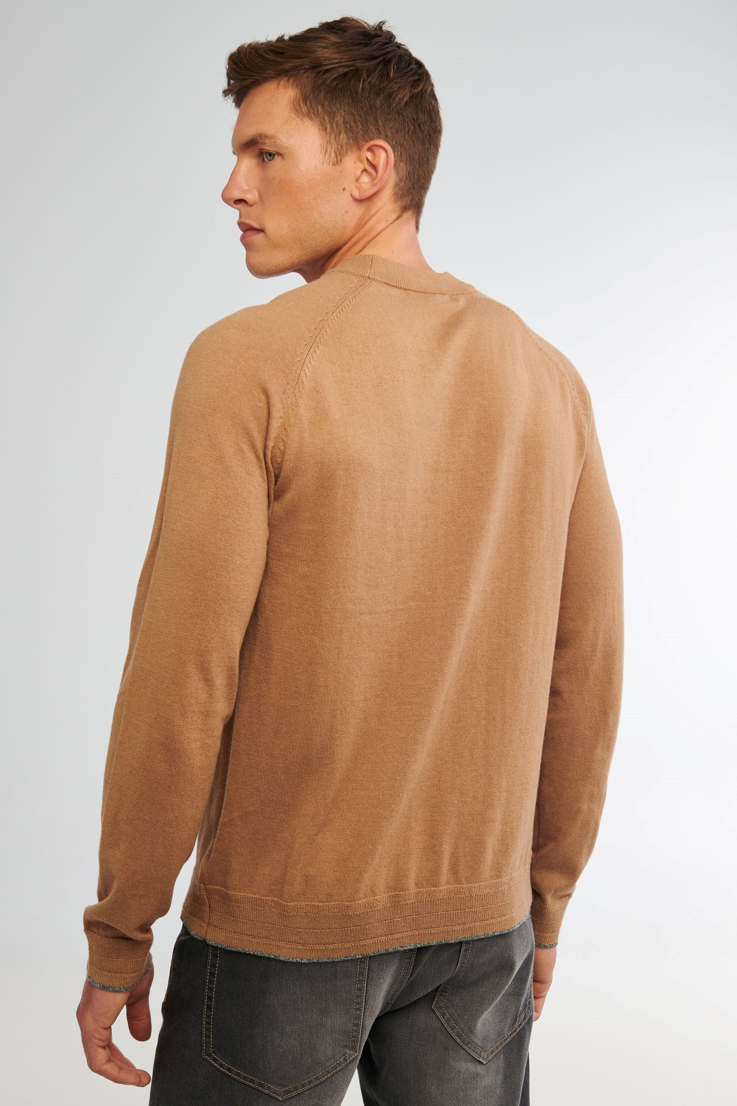 Chandail manches longues en tricot - Homme && CHAMEAU