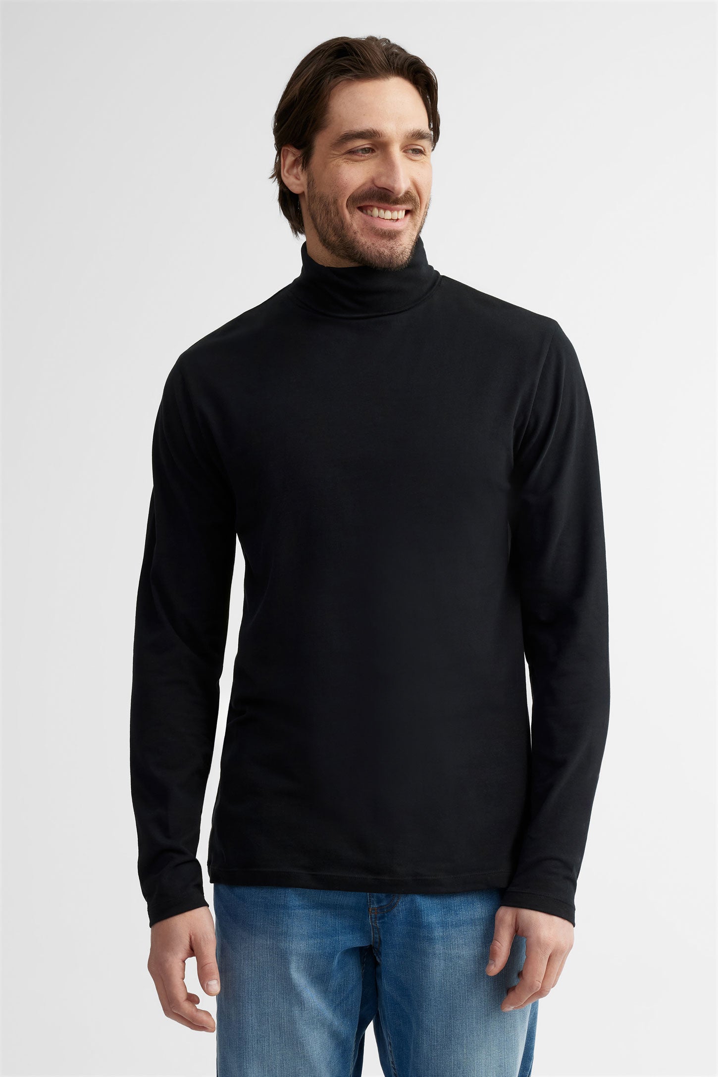Chandail col roulé au fini brossé - Homme && NOIR