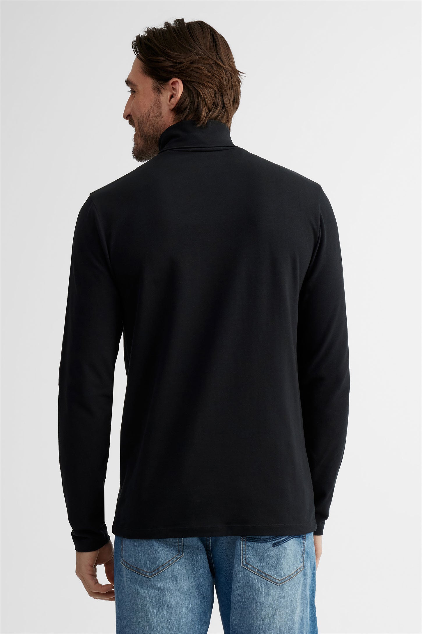 Chandail col roulé au fini brossé - Homme && NOIR