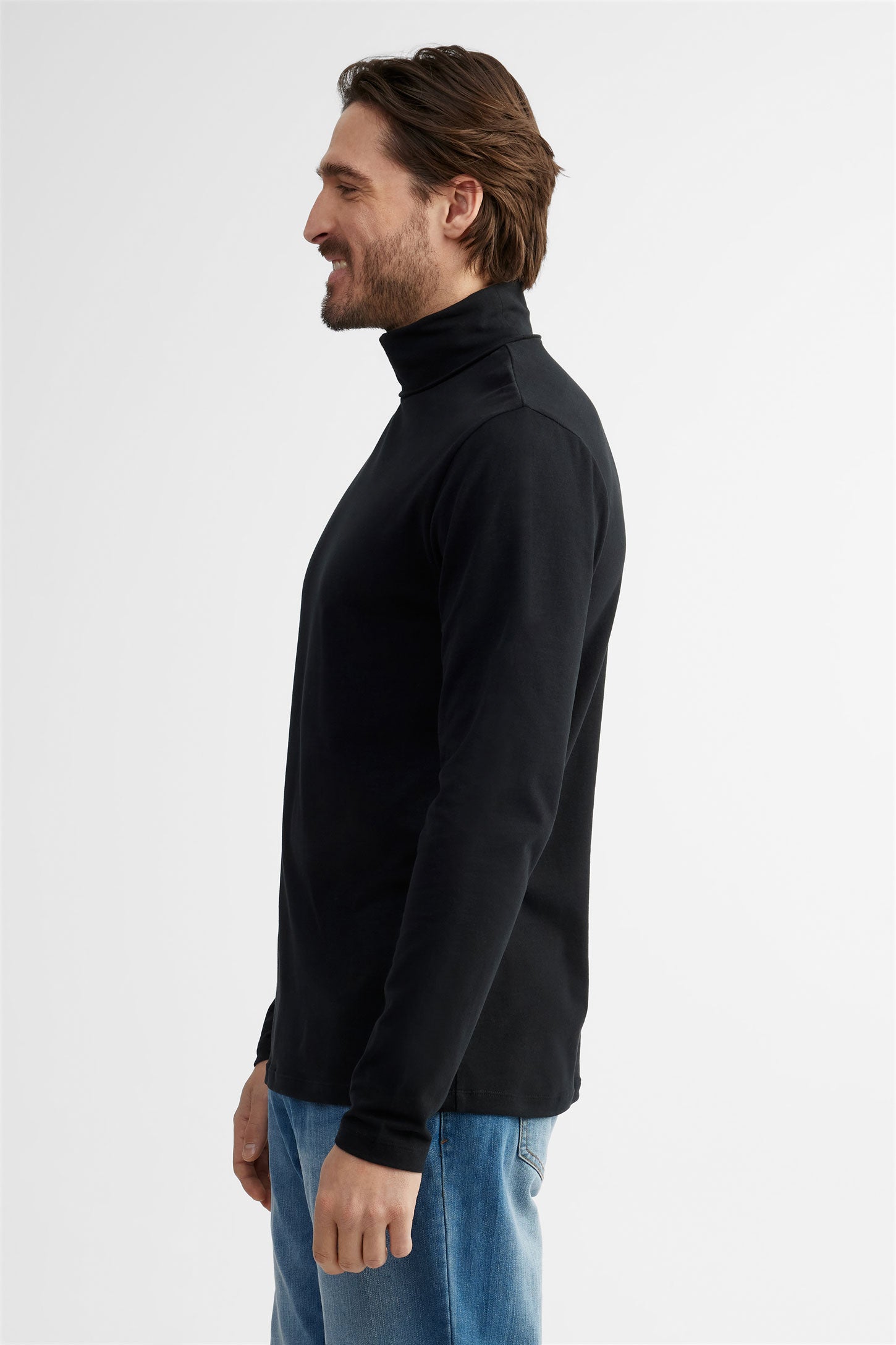 Chandail col roulé au fini brossé - Homme && NOIR