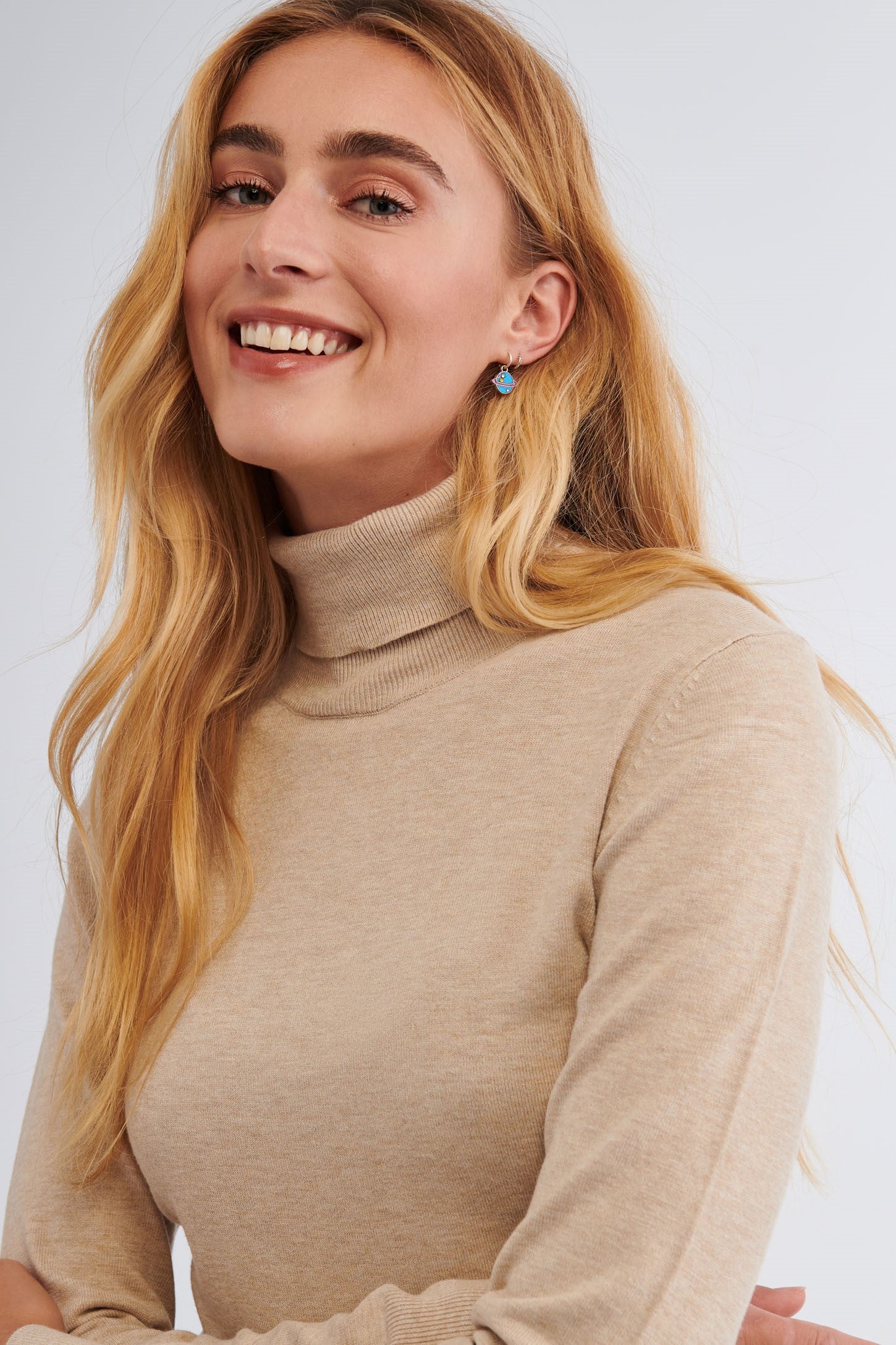 Robe col roulé tricot côtelé - Femme && OATMEAL