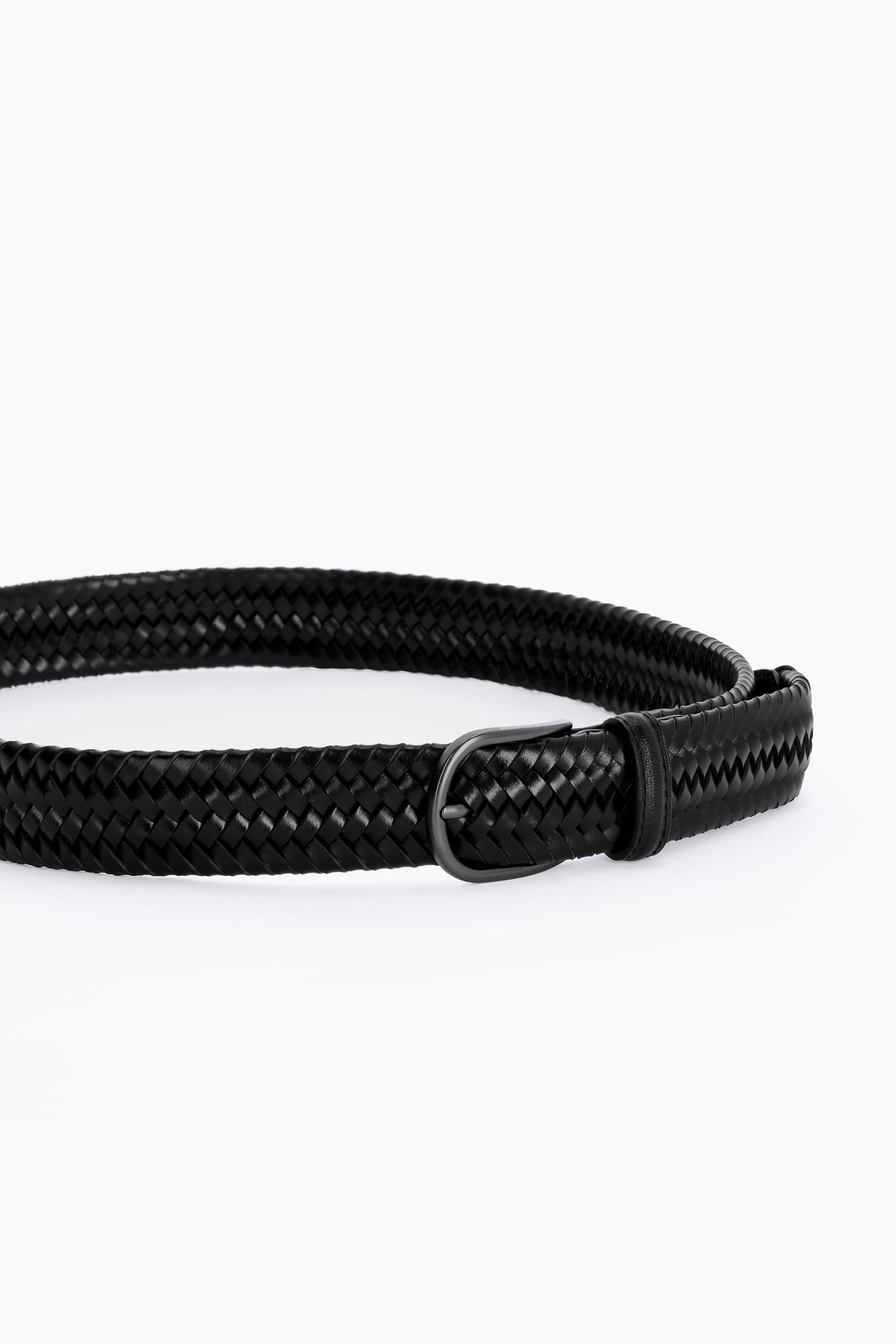 Mens black deals braided leather belt