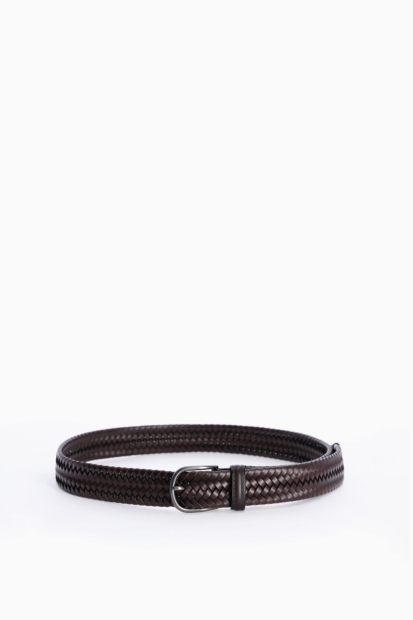 Ceinture en cuir tressé extensible - Homme && COGNAC