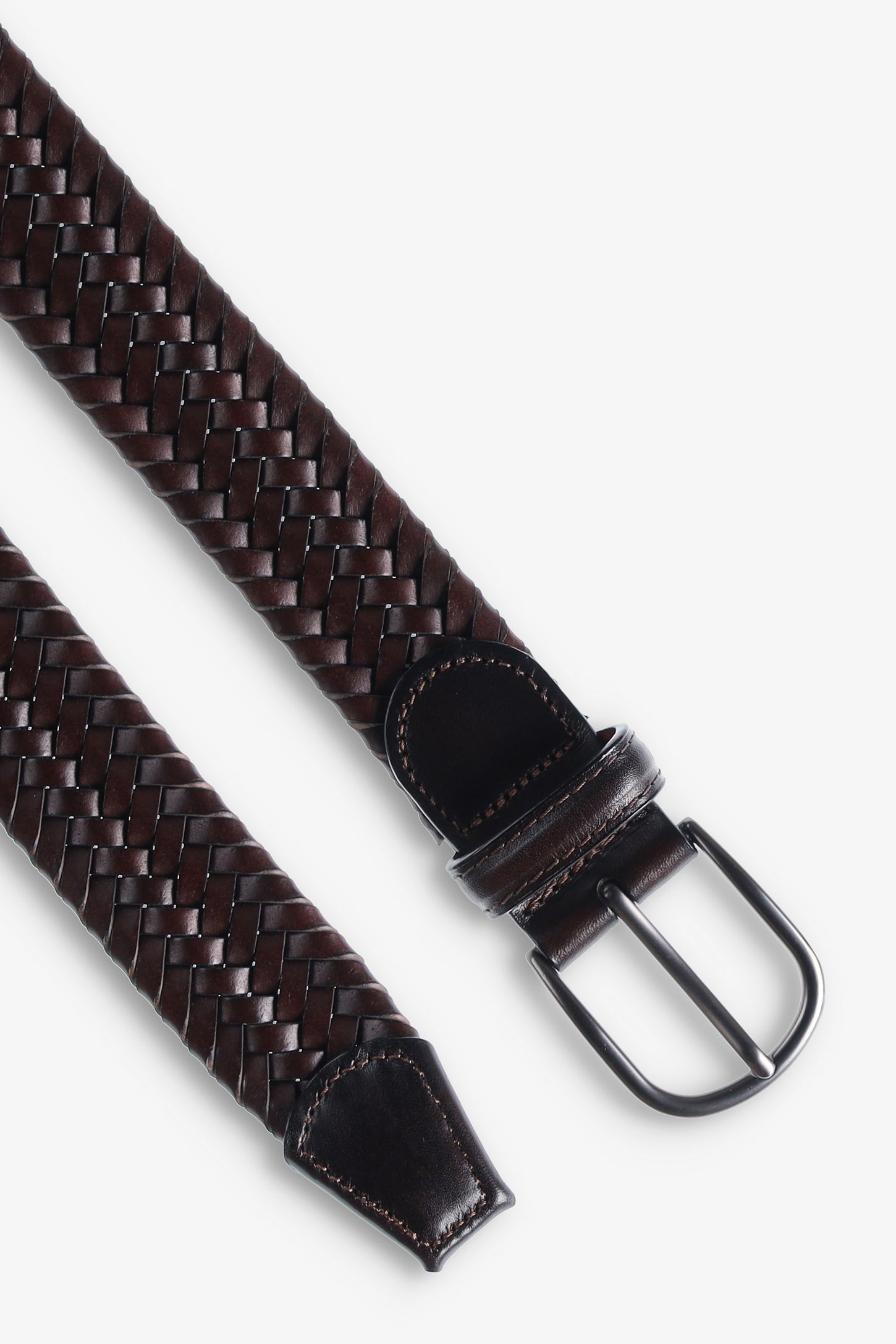 Ceinture en cuir tressé extensible - Homme && COGNAC