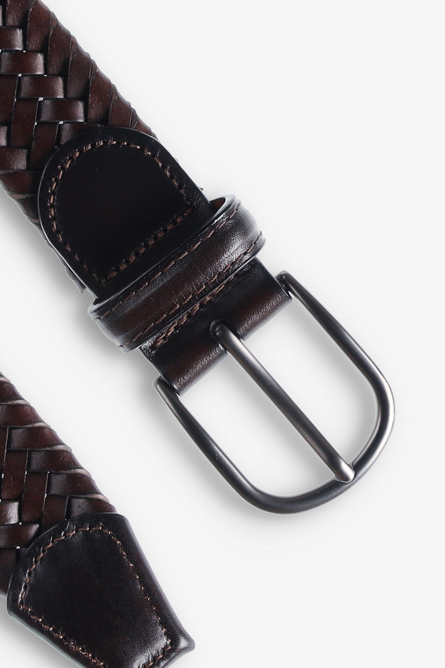 Ceinture en cuir tressé extensible - Homme && COGNAC