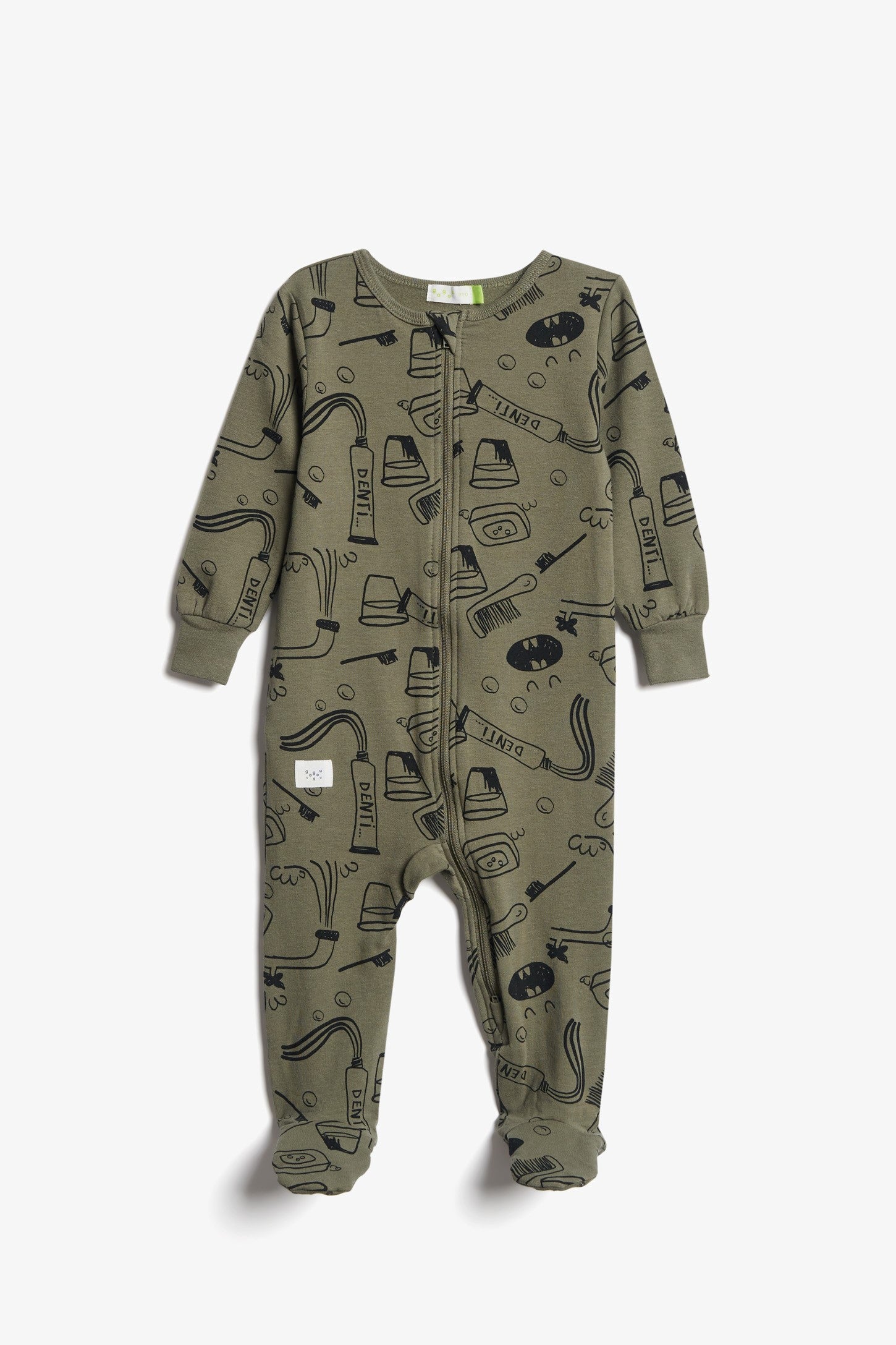 Pyjama 1-pièce imprimé, coton brossé, 2T-3T - Bébé && VERT