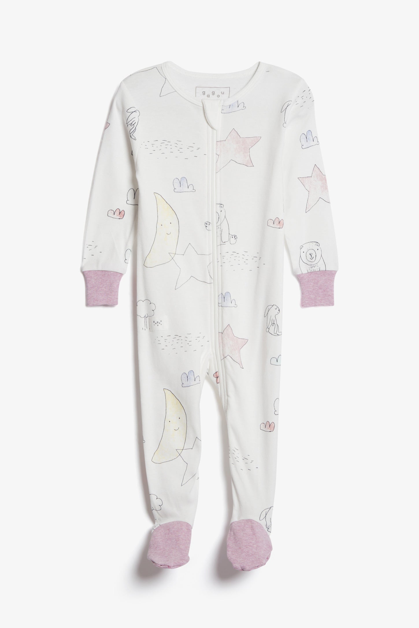 Pyjama 1-pièce en coton bio - Bébé && BLANC/ROSE