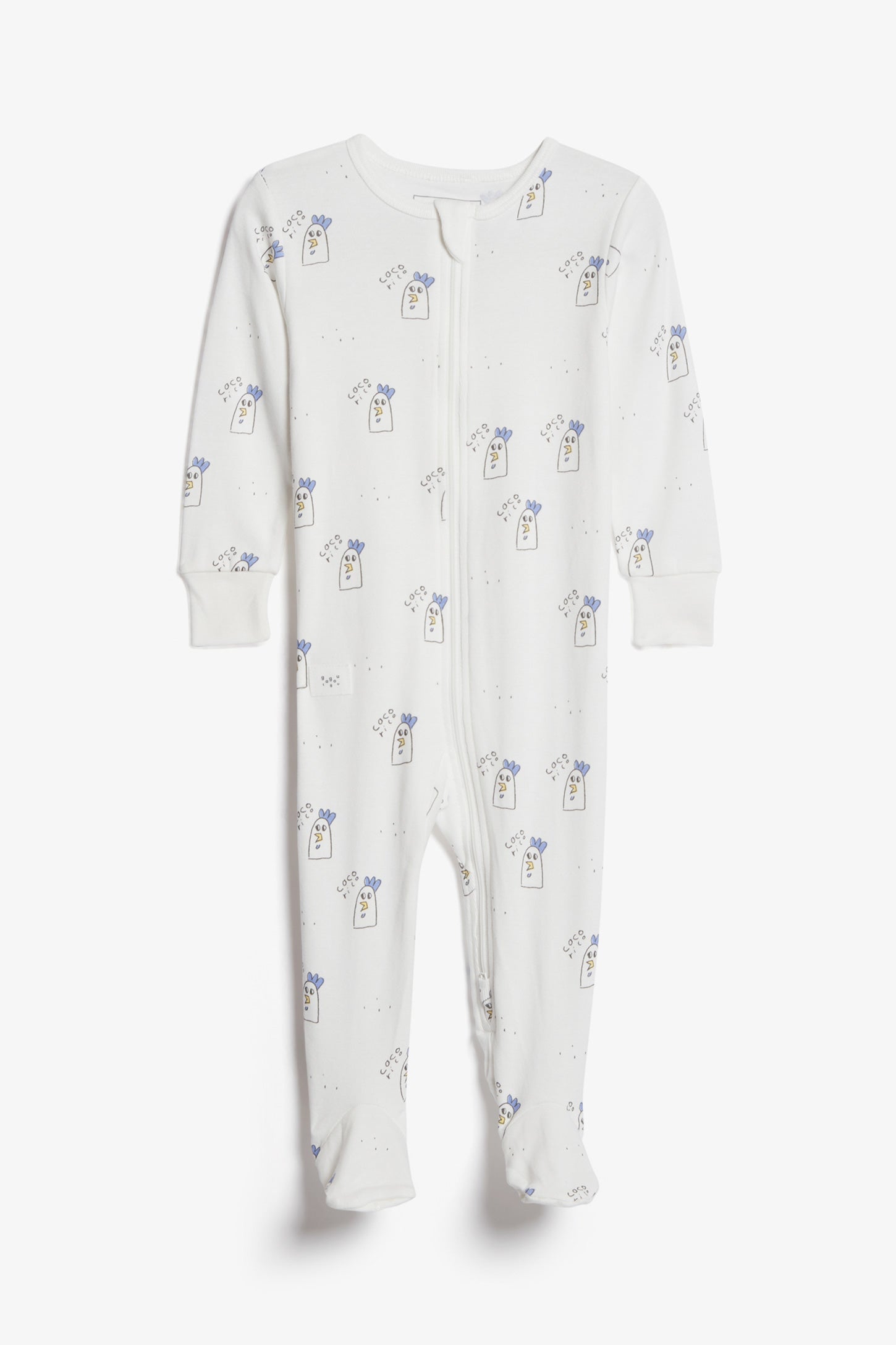 Pyjama 1-pièce en coton bio - Bébé && BLANC/BLEU PALE