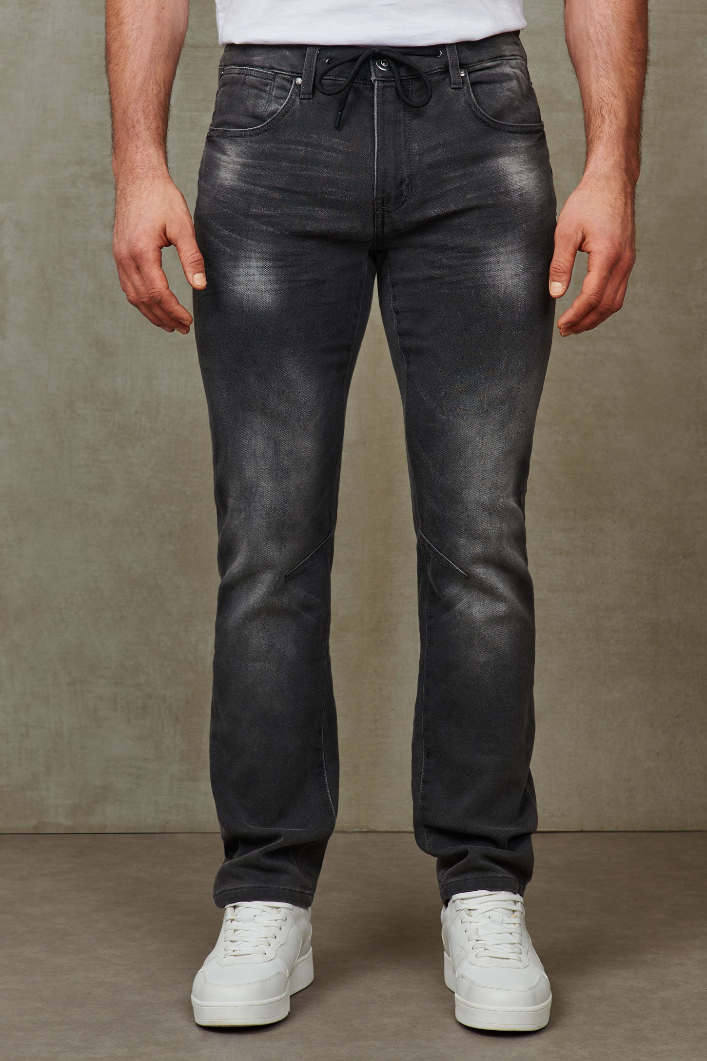 Jeans taille élastique, jambe étroite - Homme && GRIS
