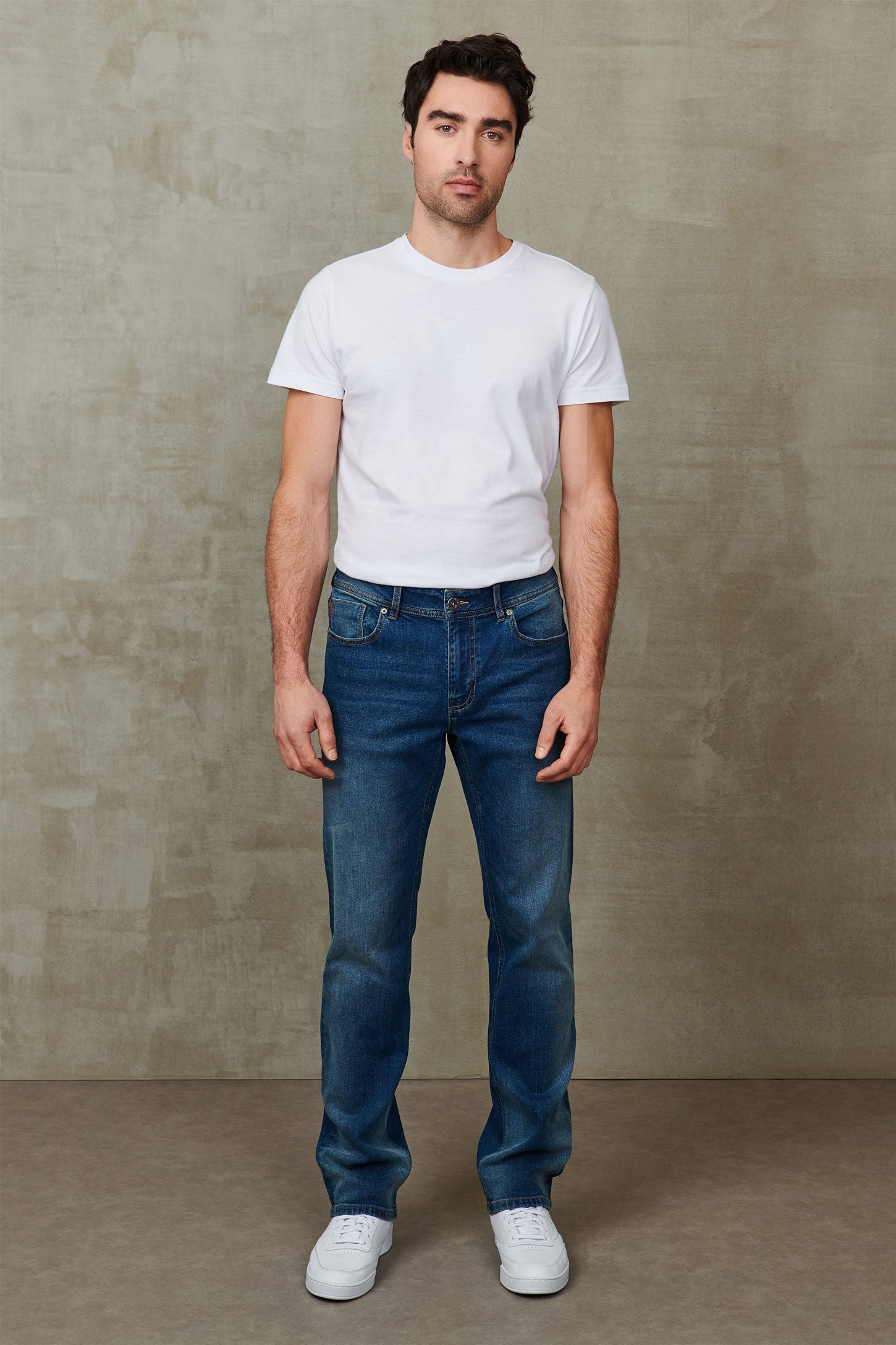 Jeans coupe droite 32'' - Homme && BLEU FONCÉ