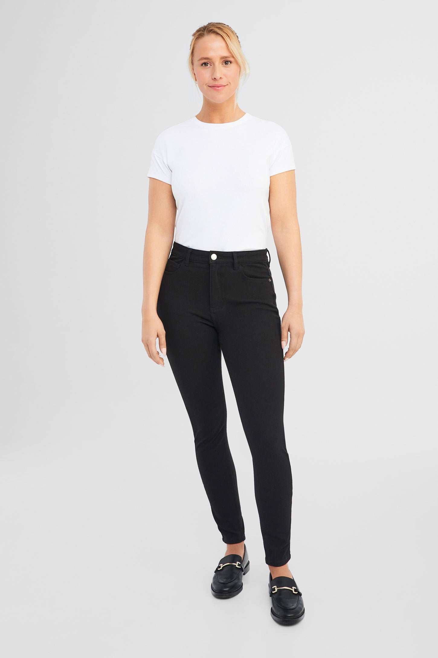 Pantalon à enfiler en twill - Femme && NOIR