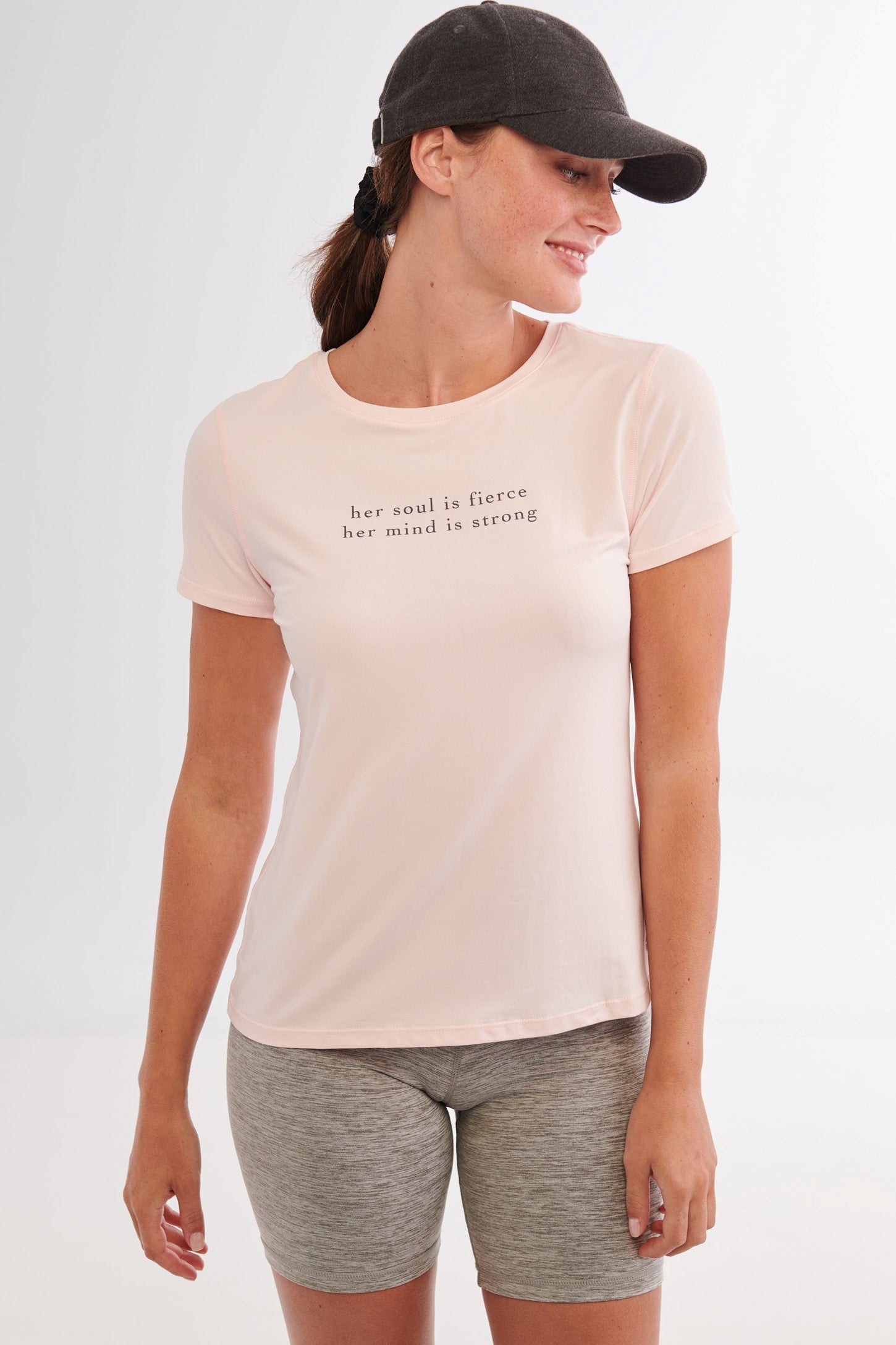 T-shirt sportif imprimé - Femme && ROSE CENDRE