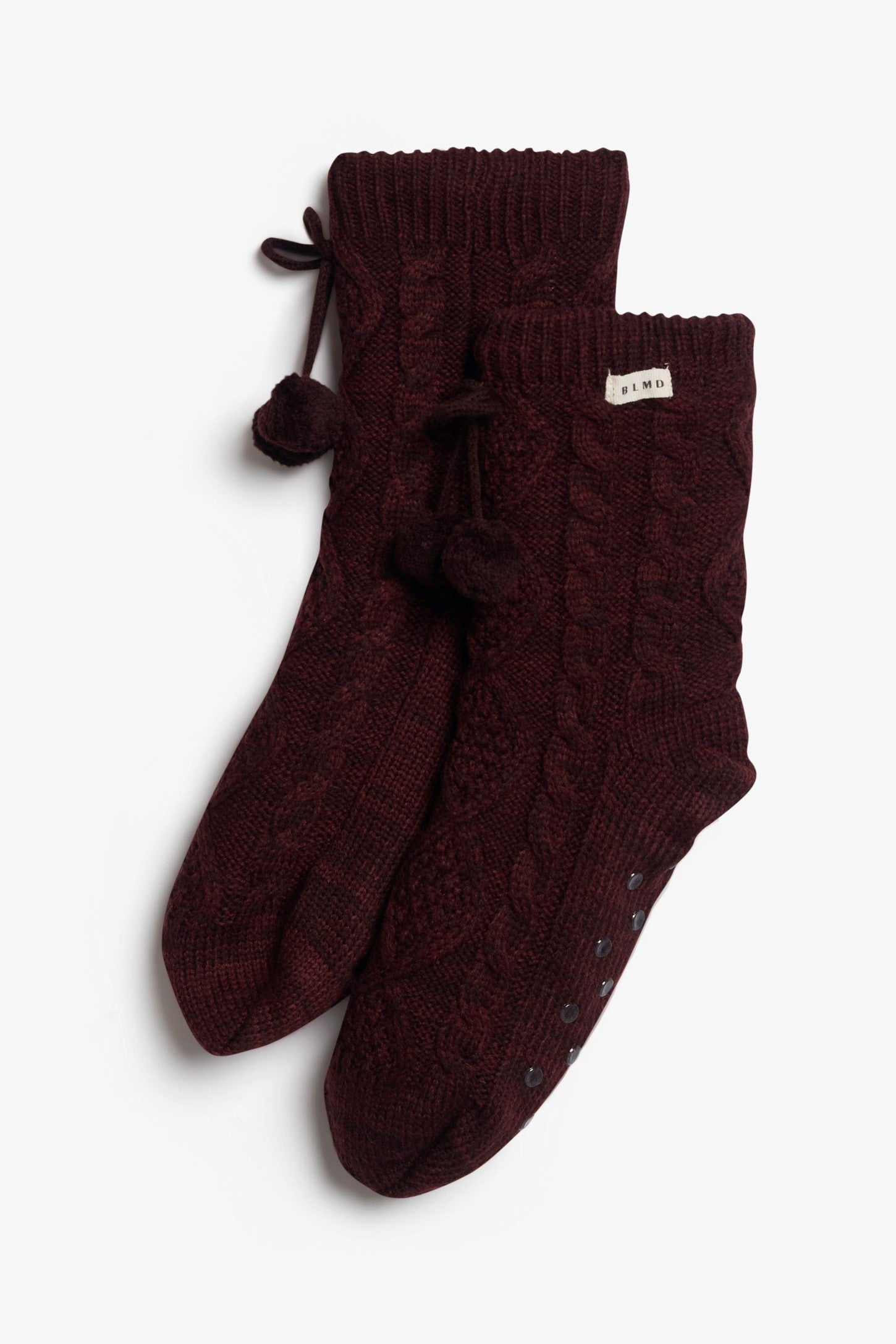 Chaussettes en tricot câblé et sherpa, 2/20$ - Ado fille && ROUGE VIN