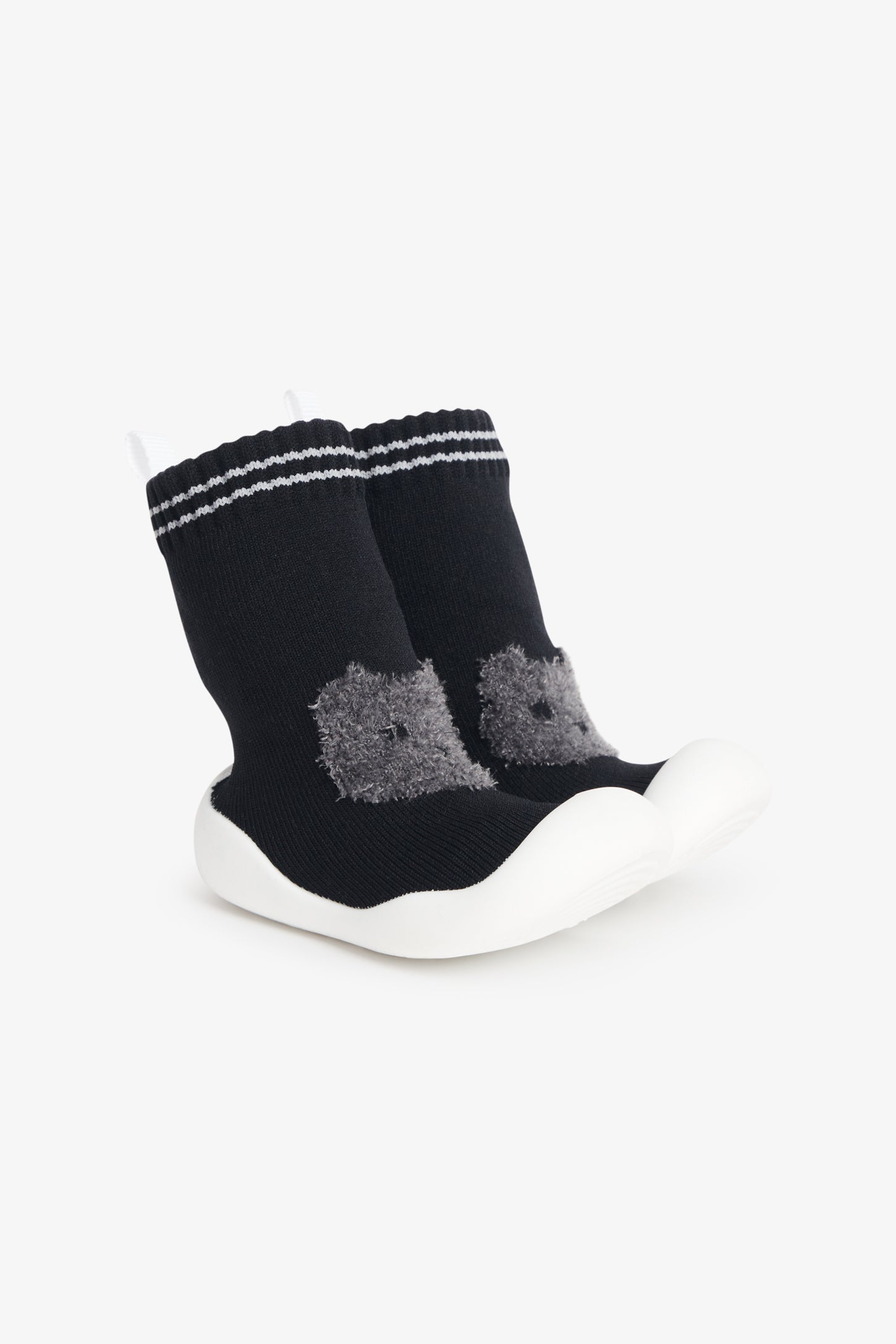 Pantoufle-chaussette en tricot avec semelle moulée - Bébé && NOIR