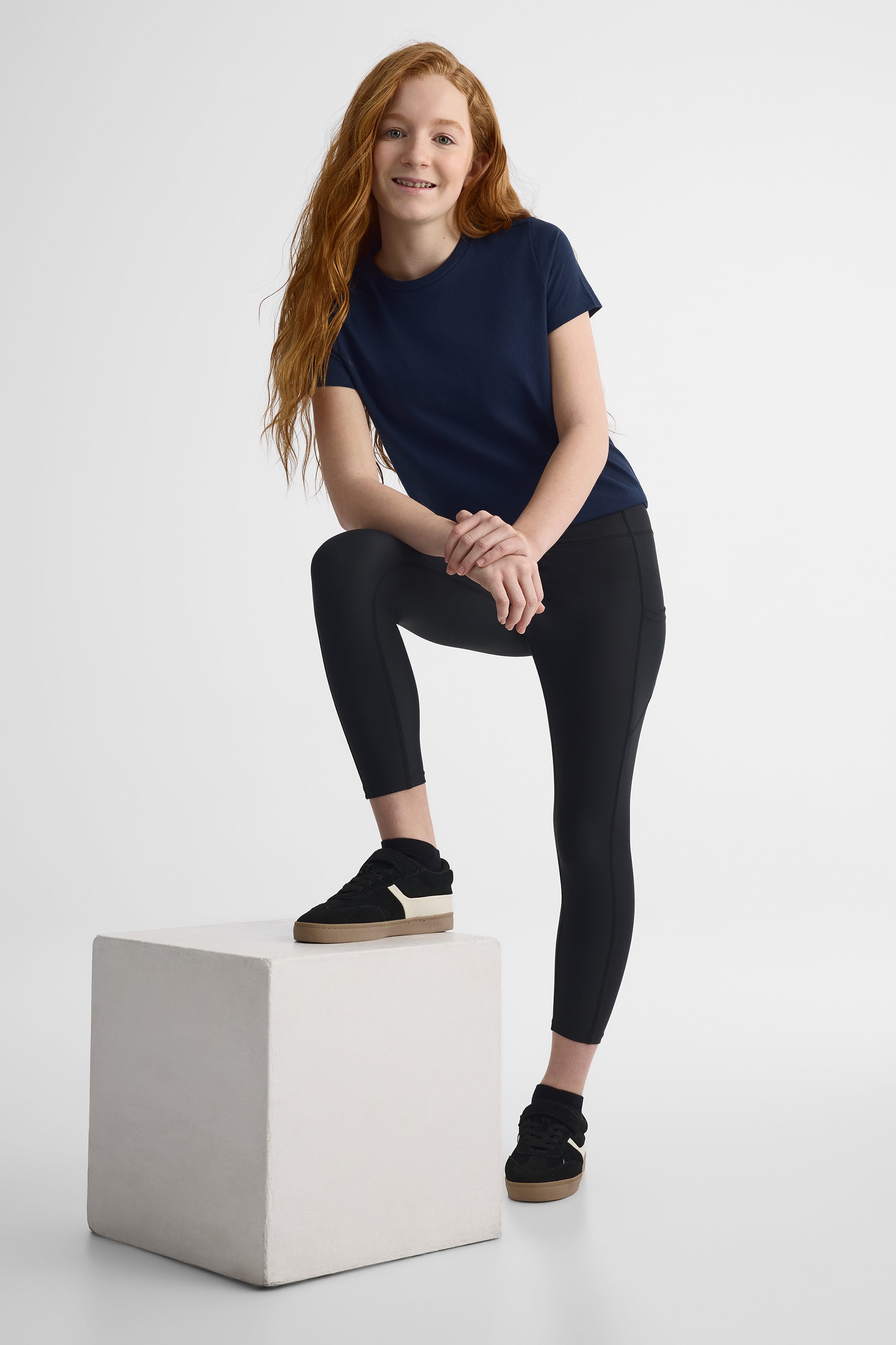 Legging athlétique taille haute - Ado fille && NOIR