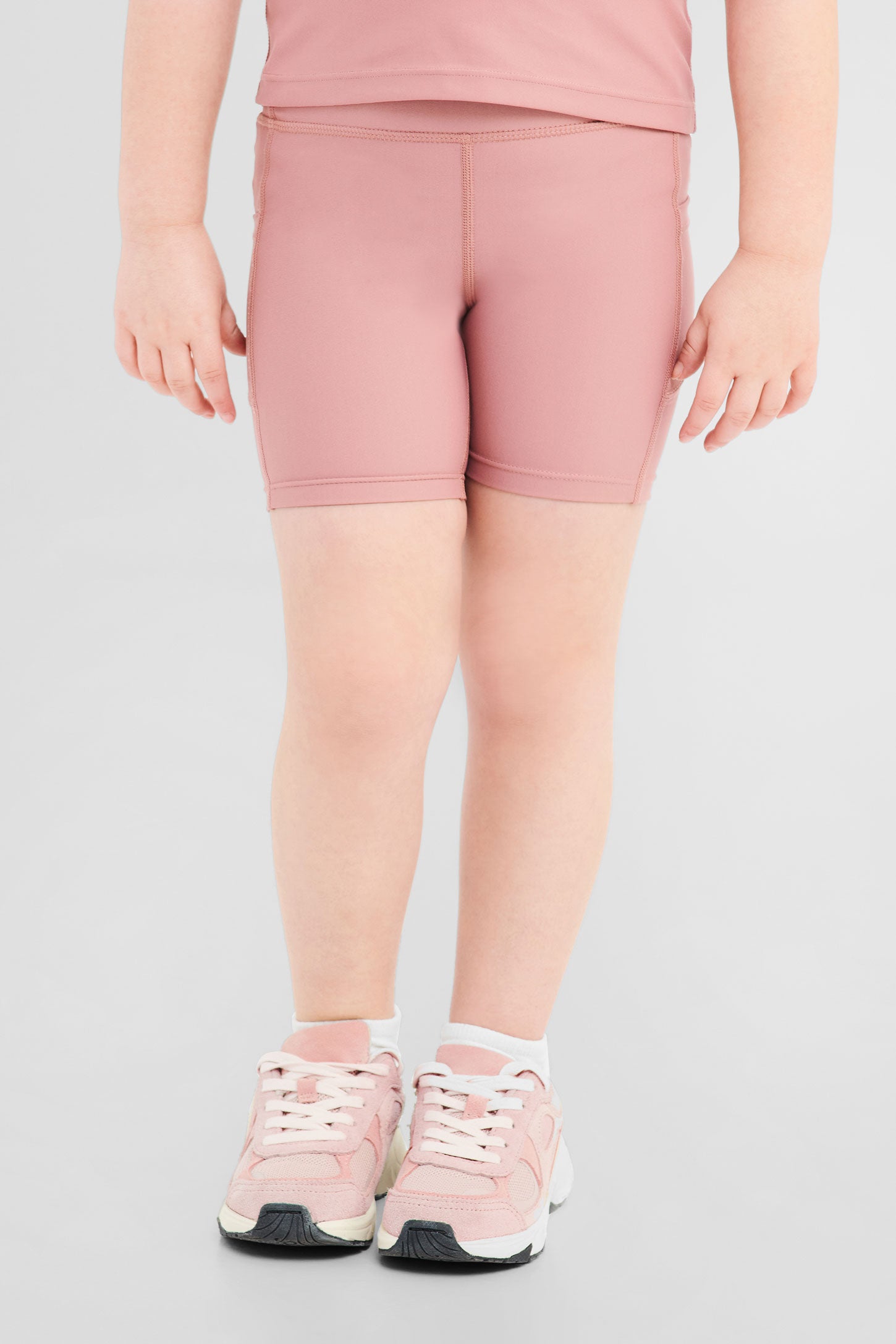 Cuissard vélo taille haute - Enfant fille && ROSE CENDRE