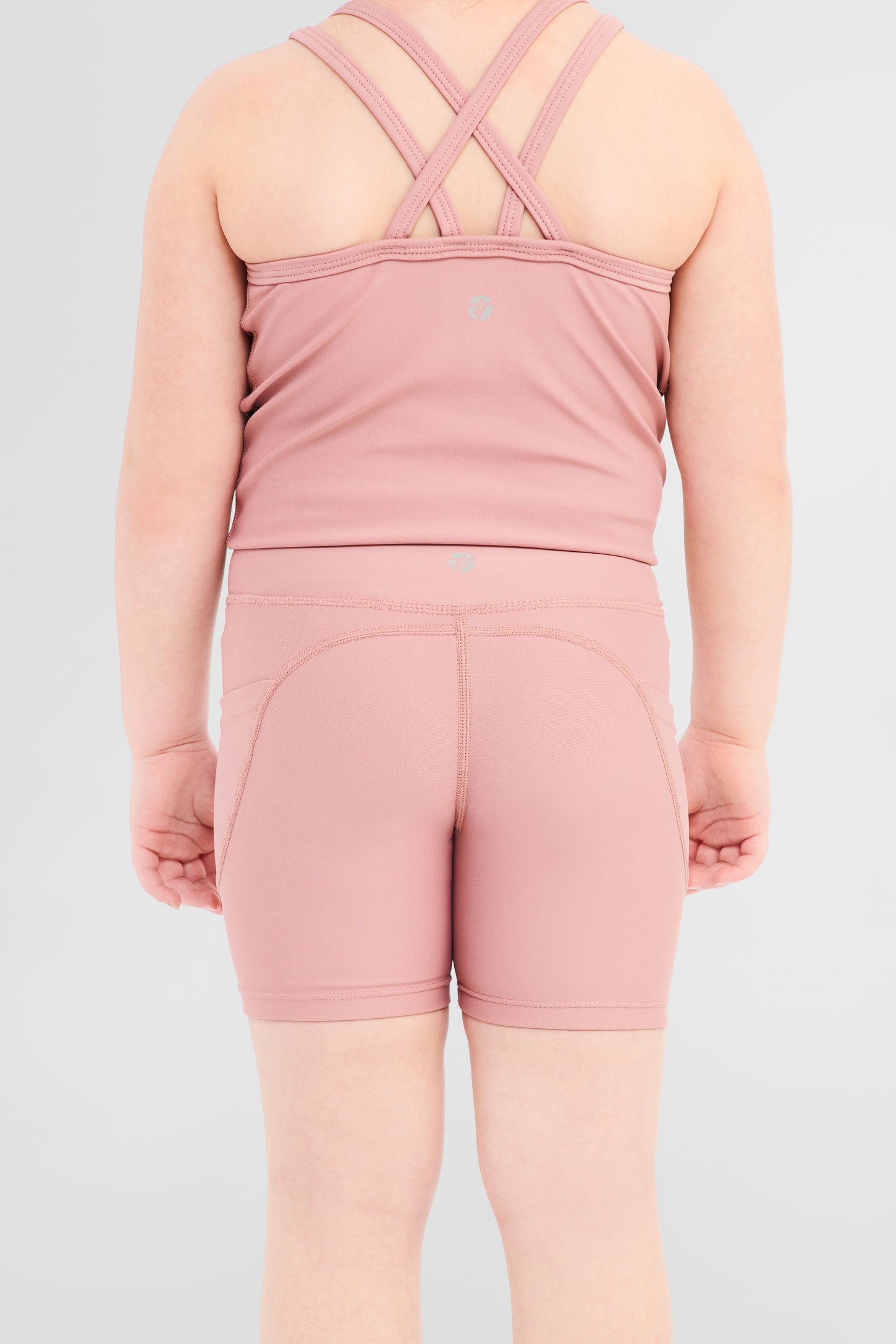 Cuissard vélo taille haute - Enfant fille && ROSE CENDRE