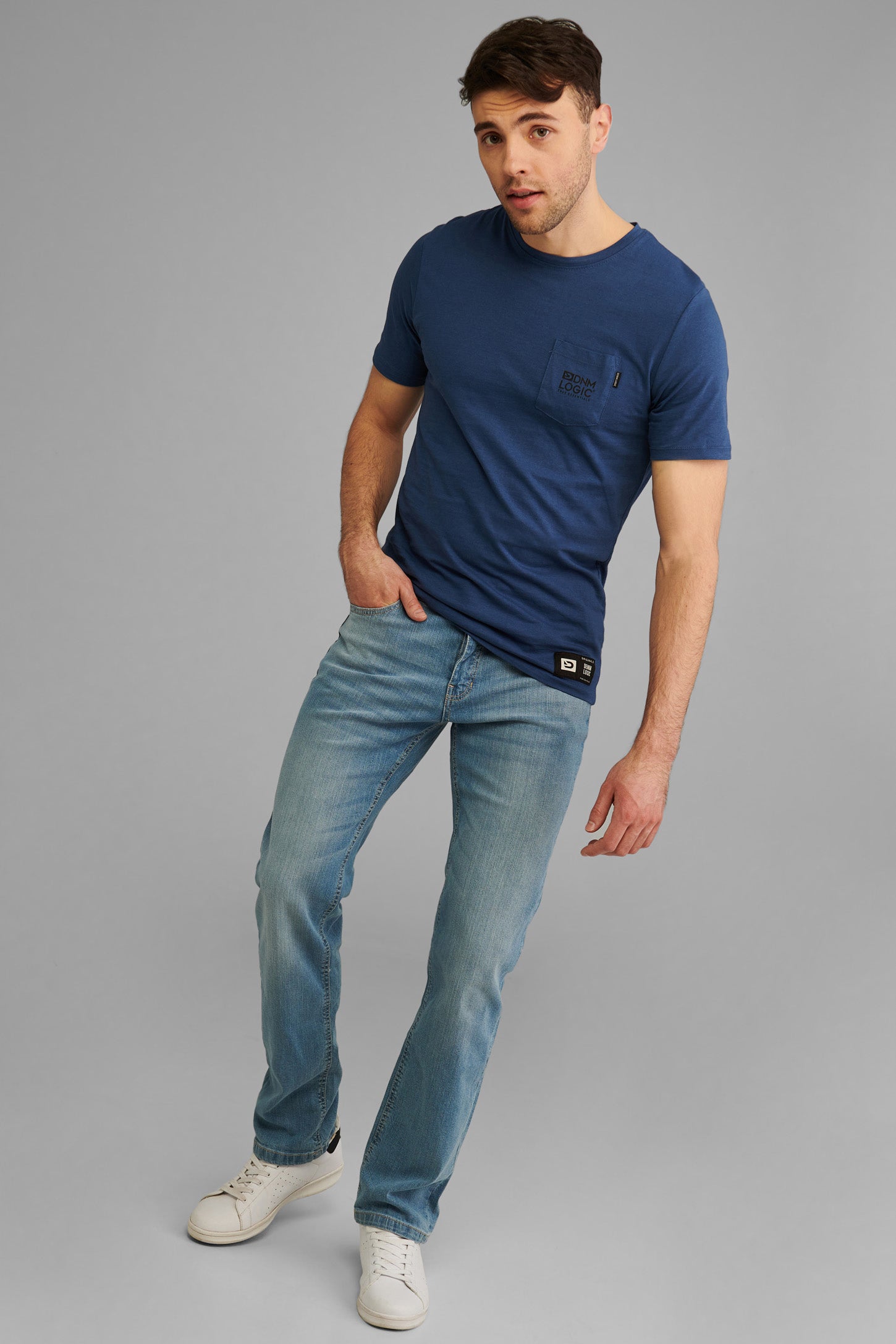T-shirt à poche, coton bio - Homme && BLEU