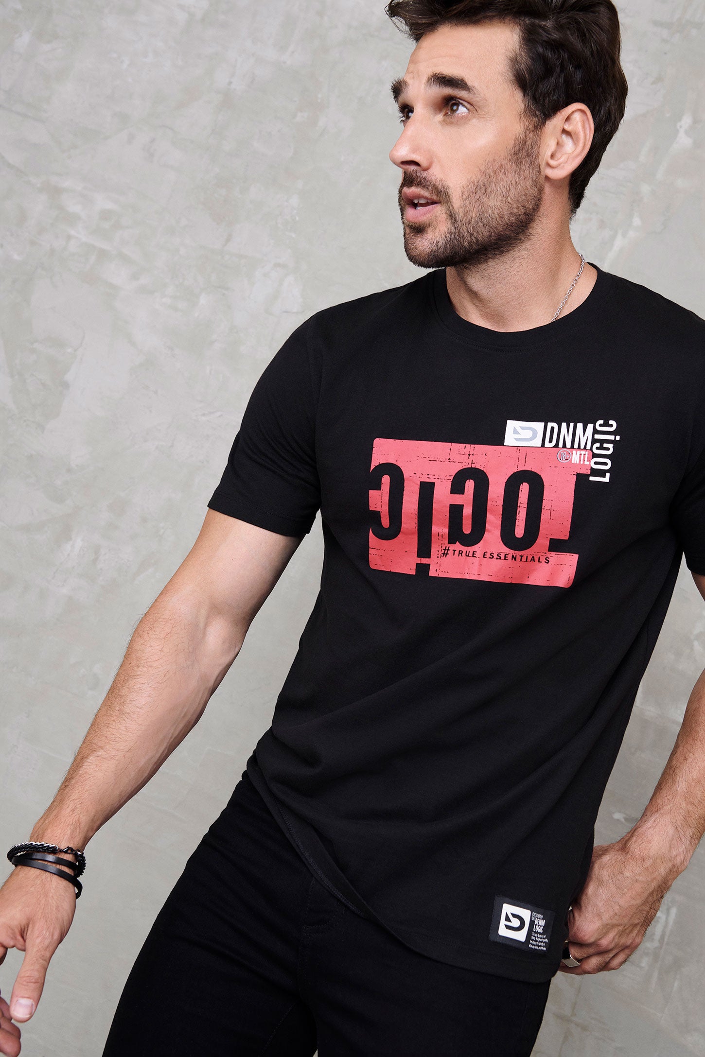 T-shirt imprimé, coton bio - Homme && NOIR