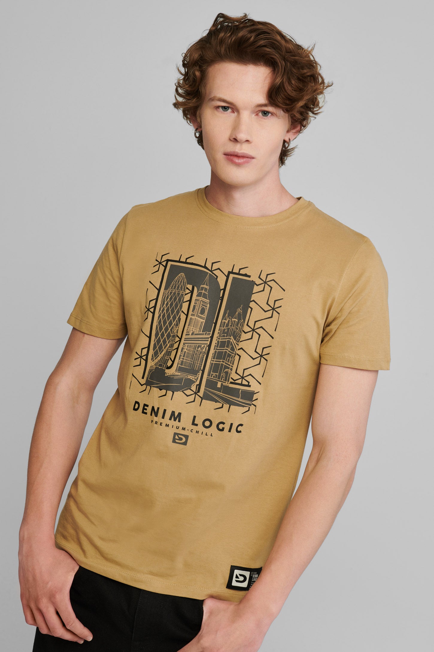 T-shirt imprimé, coton bio - Homme && BEIGE