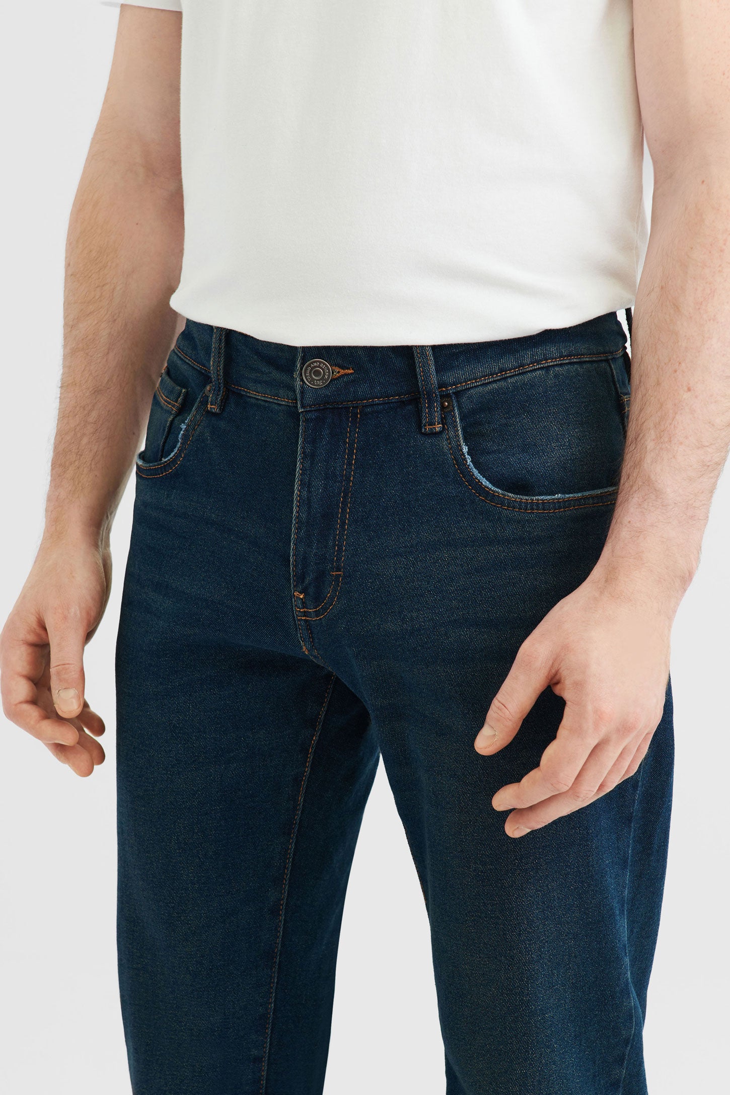 Jeans coupe régulière - Homme && BLEU FONCÉ