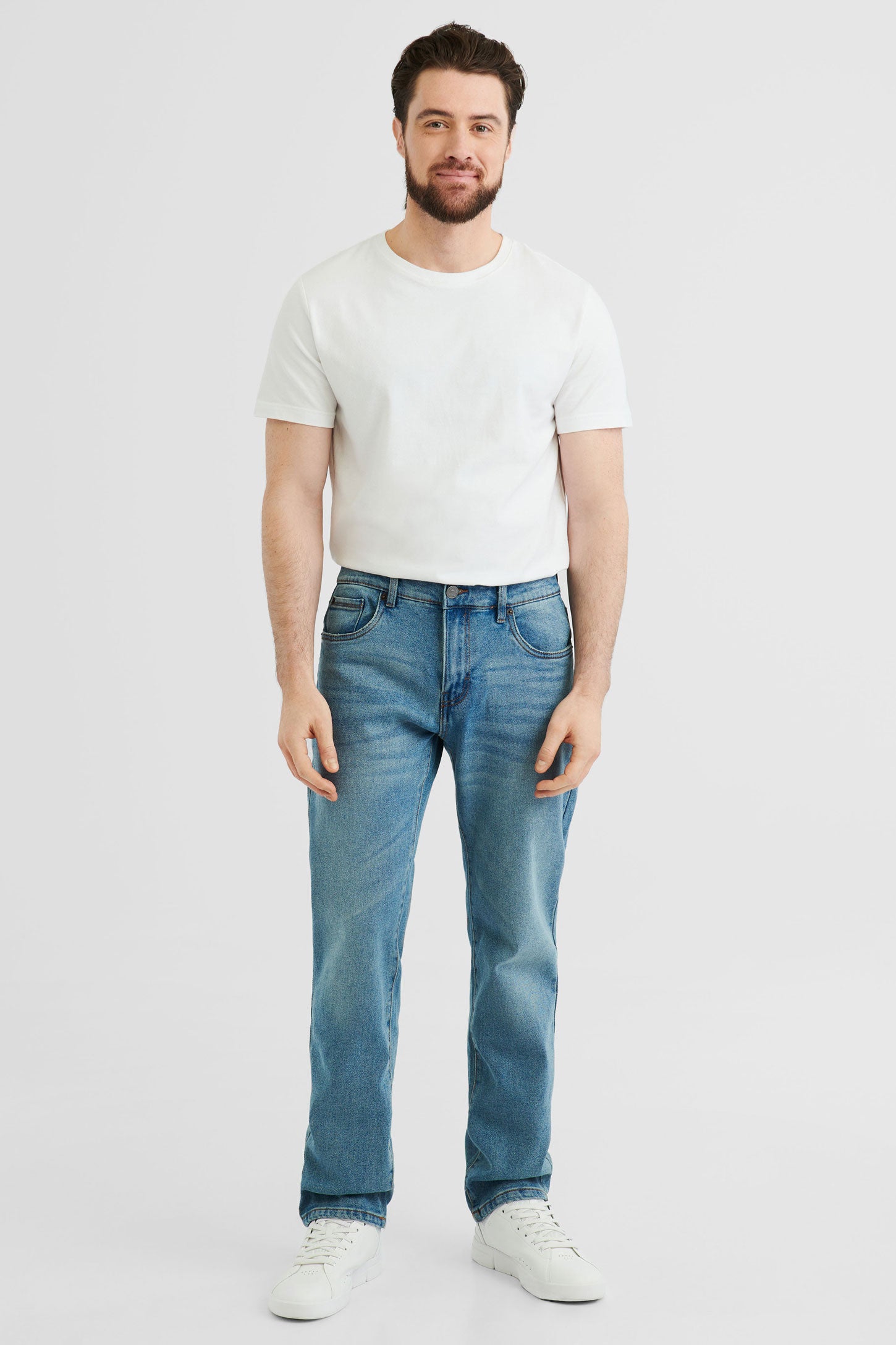 Jeans coupe régulière - Homme && BLEU MOYEN