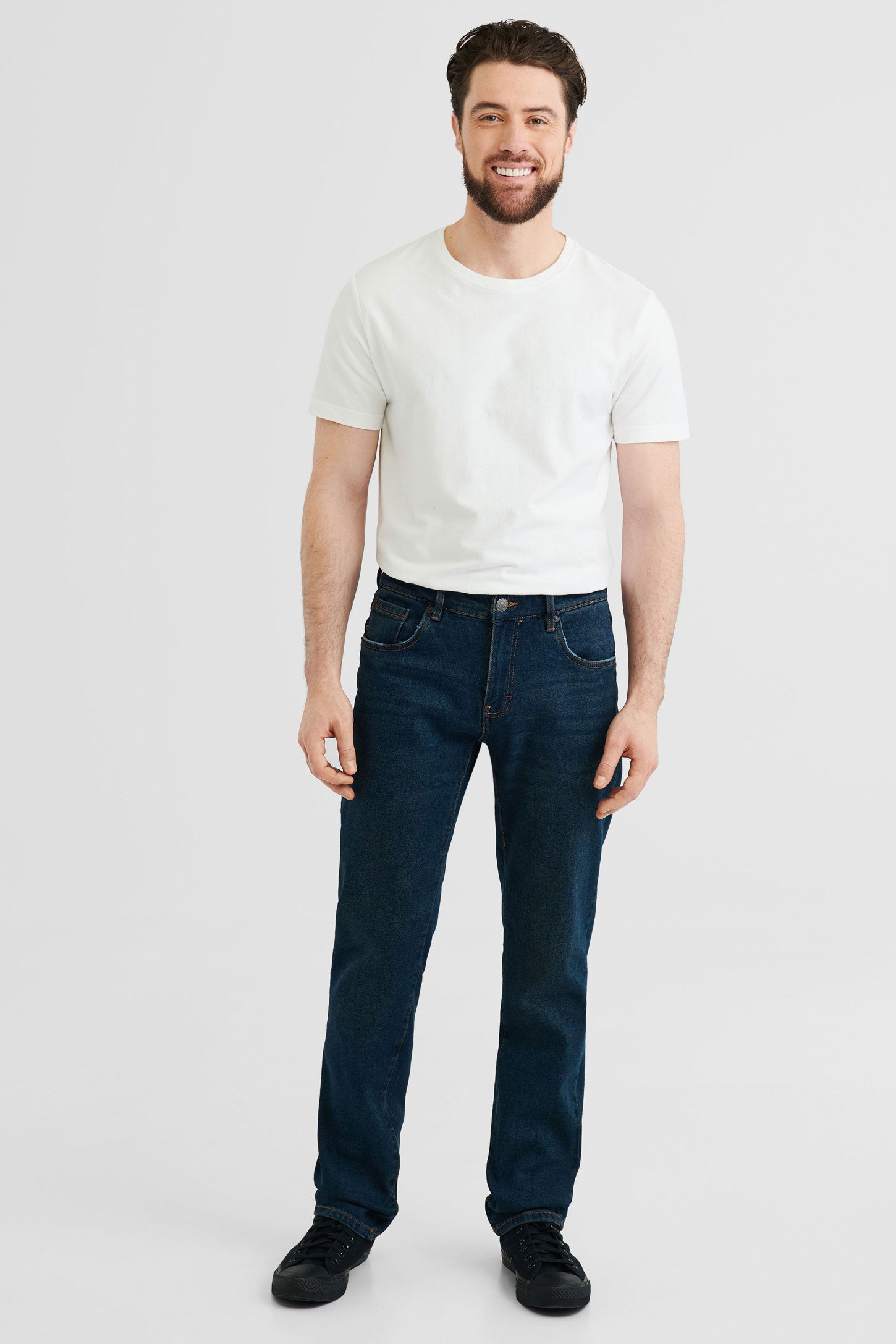 Jeans 5 poches, coupe régulière - Homme && BLEU FONCÉ