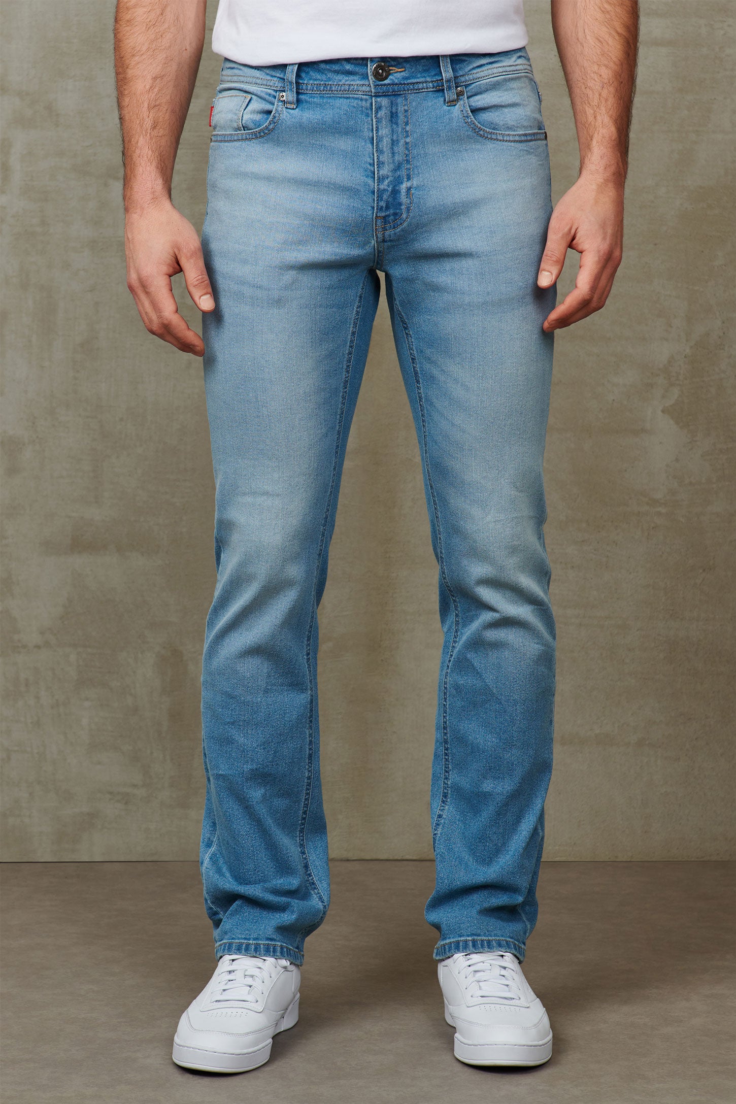 Jeans 5 poches, coupe régulière, 32'' - Homme && BLEU CLAIR