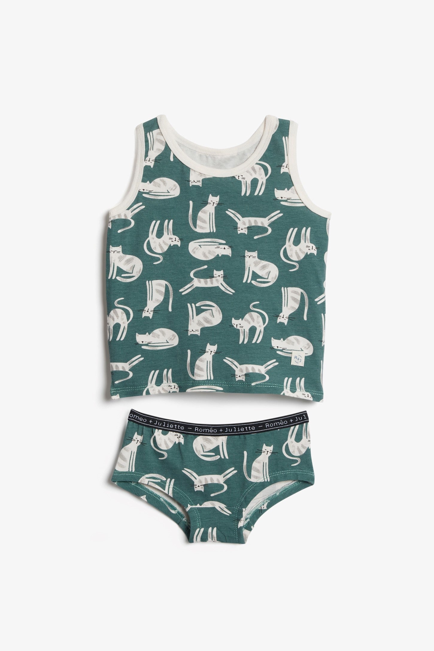 Ensemble camisole et culotte - Enfant fille && VERT CENDRE