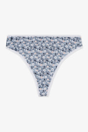 Culotte tanga en coton - Femme && BLEU ACIER