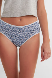 Culotte taille haute en coton - Femme && BLEU ACIER