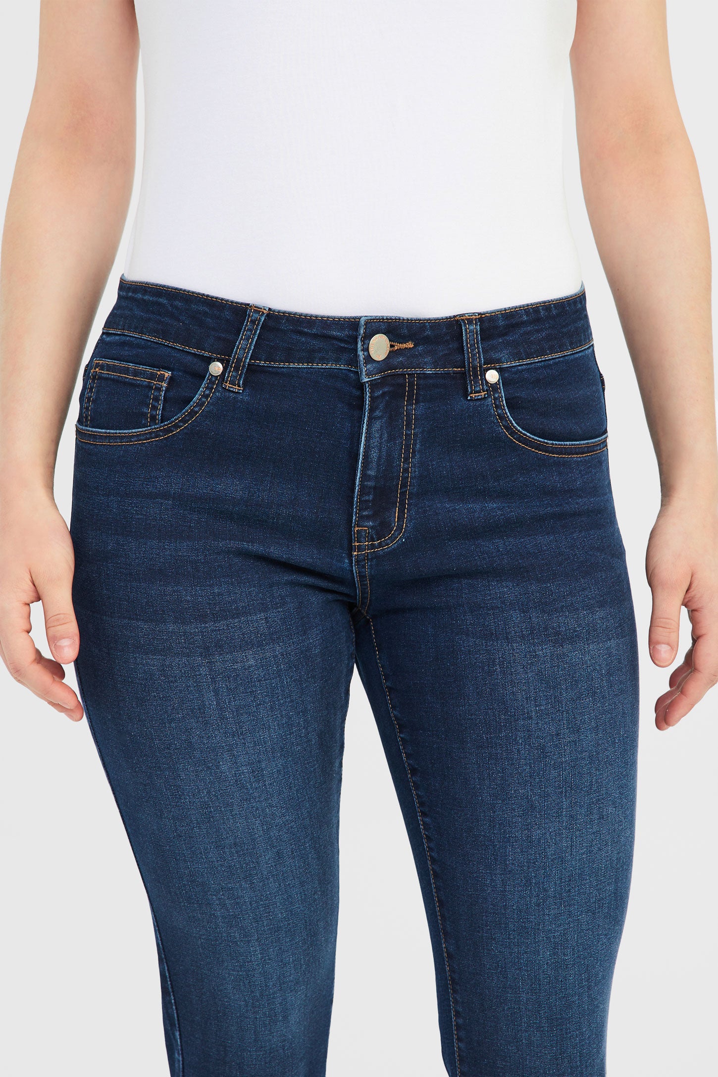 Capri 5 poches en jeans - Femme && BLEU FONCÉ