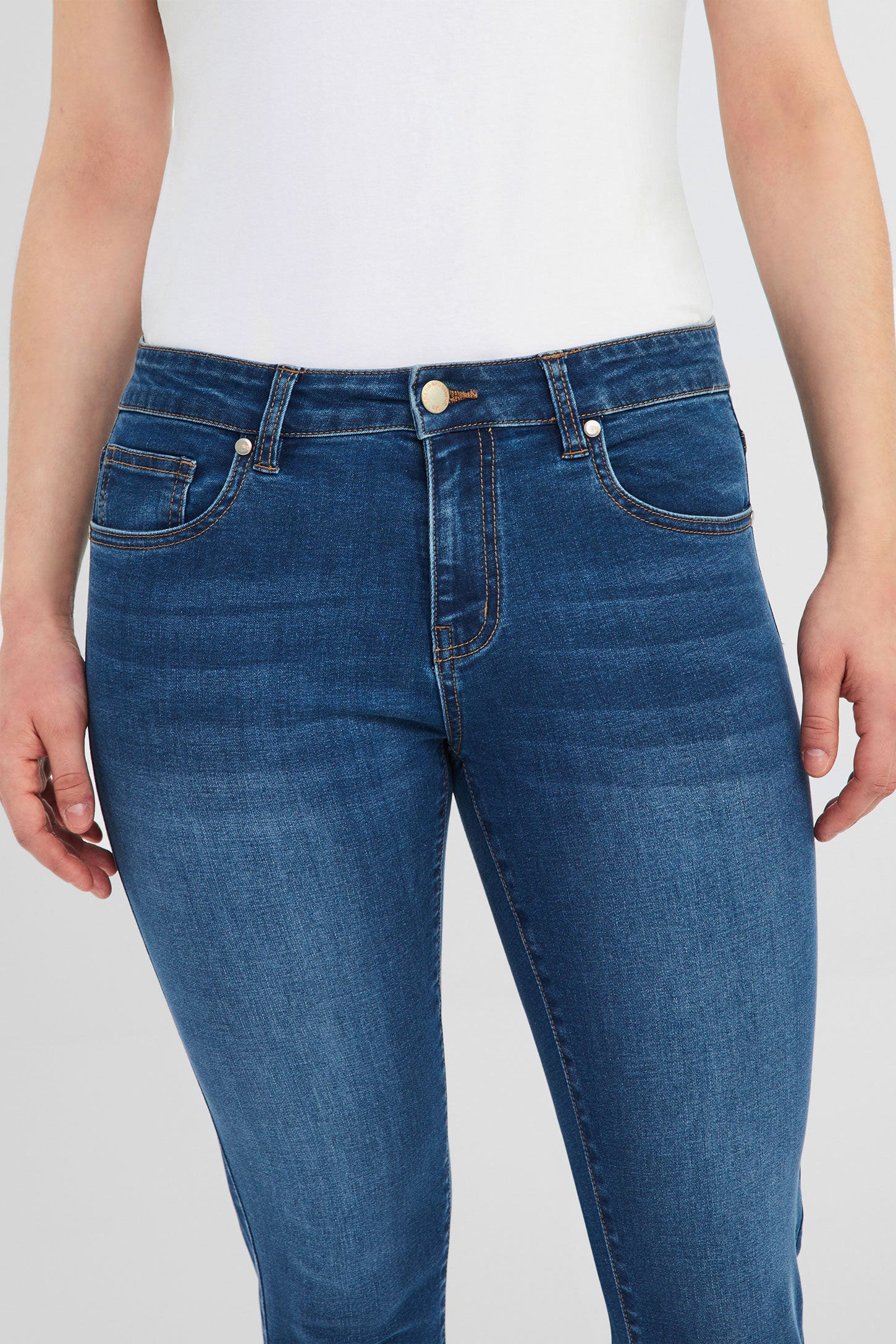 Capri 5 poches en jeans - Femme && BLEU MOYEN
