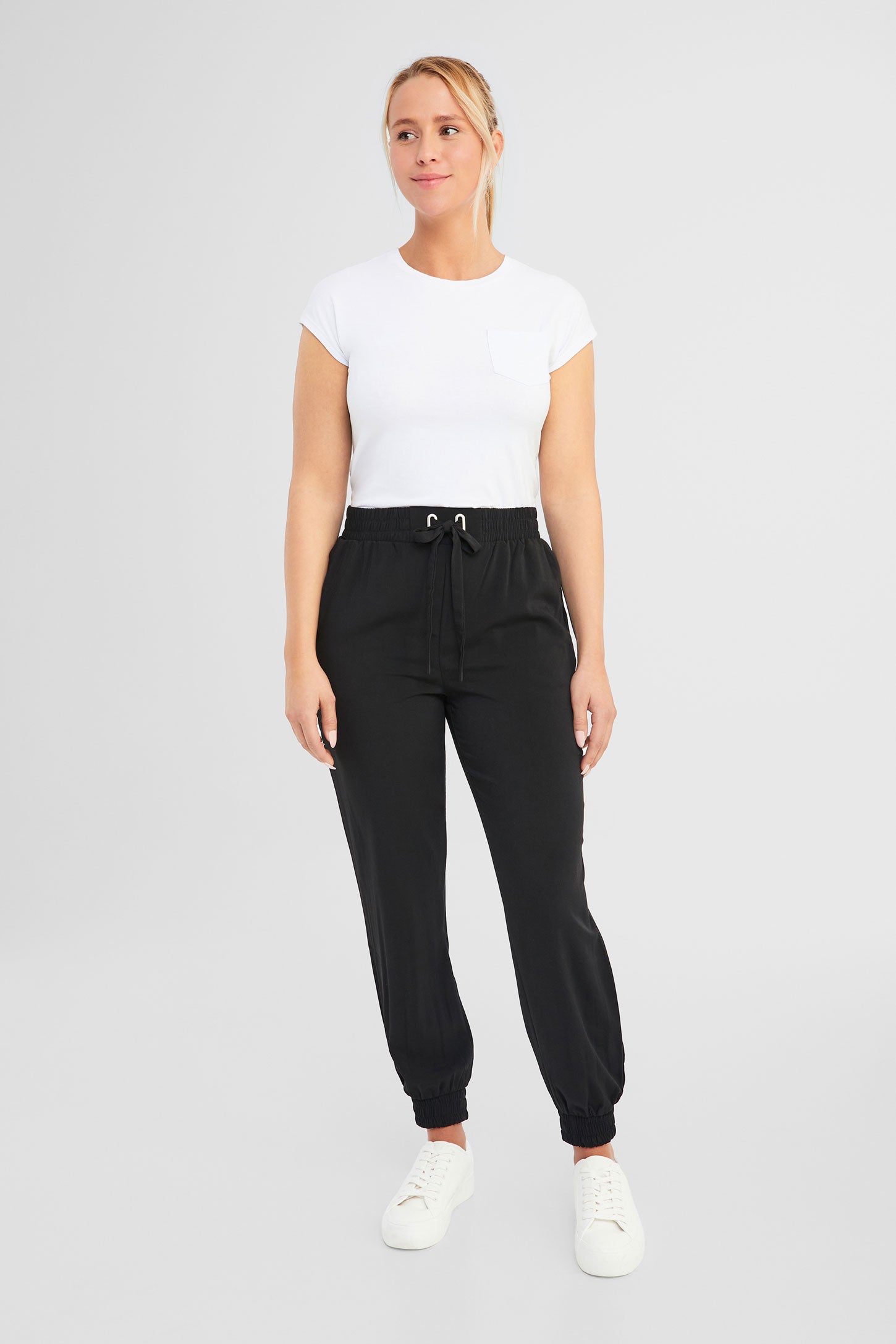 Pantalon jogger en twill - Femme && NOIR
