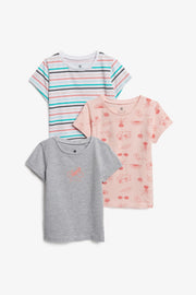 Lot de 3 t-shirts en coton, 2T-3T - Bébé fille && GRIS MIXTE