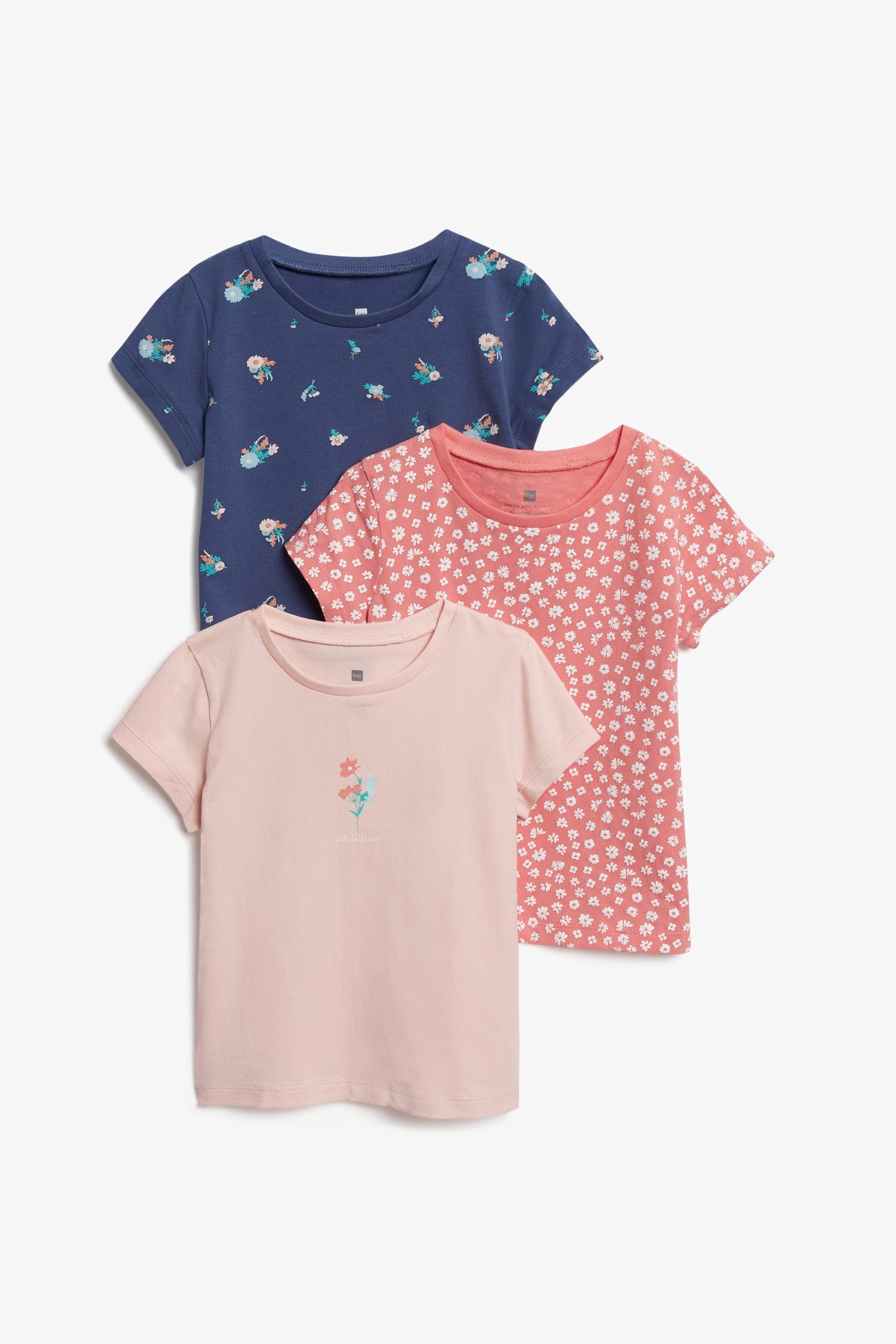 Lot de 3 t-shirts en coton, 2T-3T - Bébé fille && ROSE PALE
