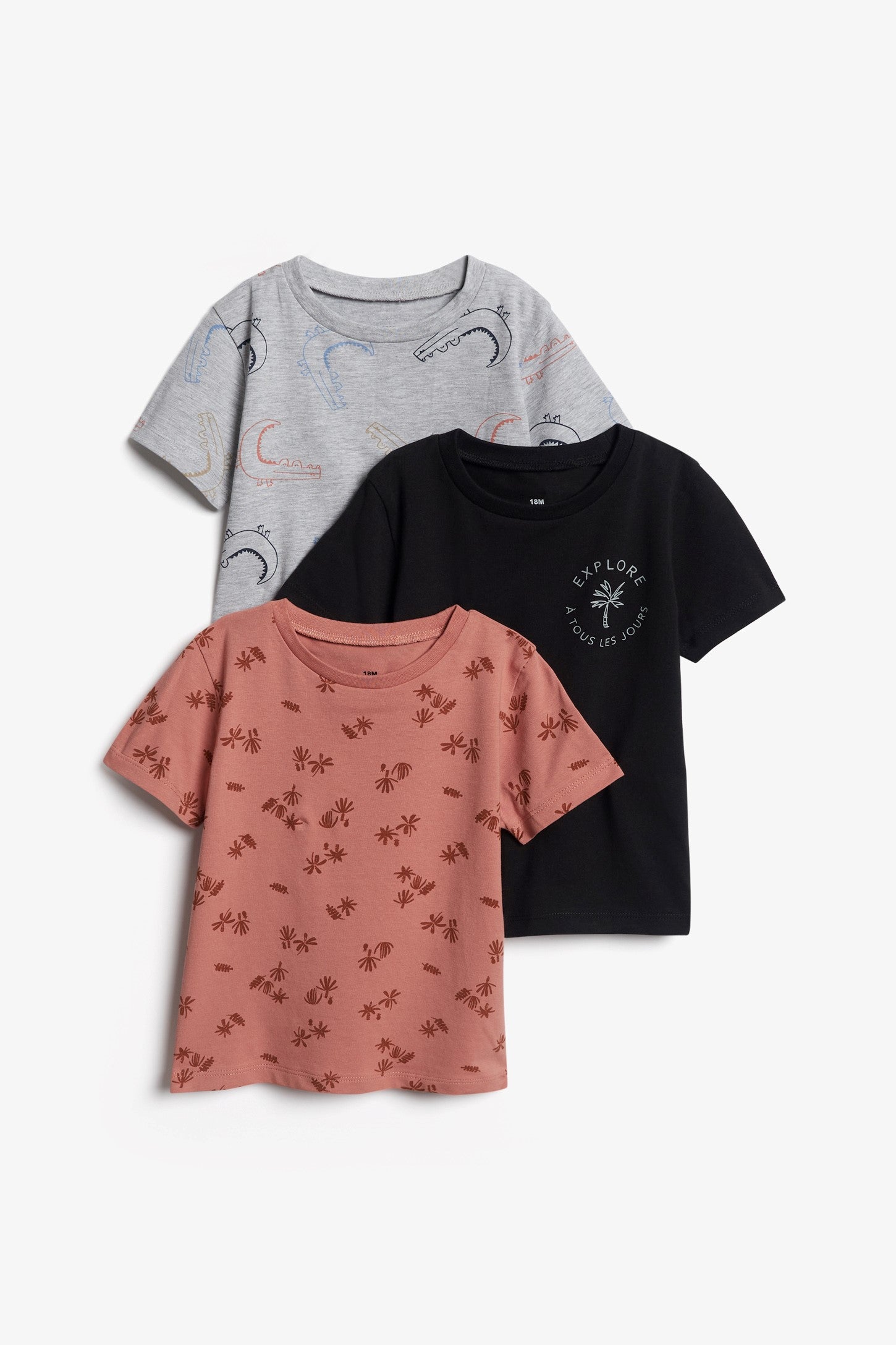 Lot de 3 t-shirts en coton - Bébé garçon && NOIR