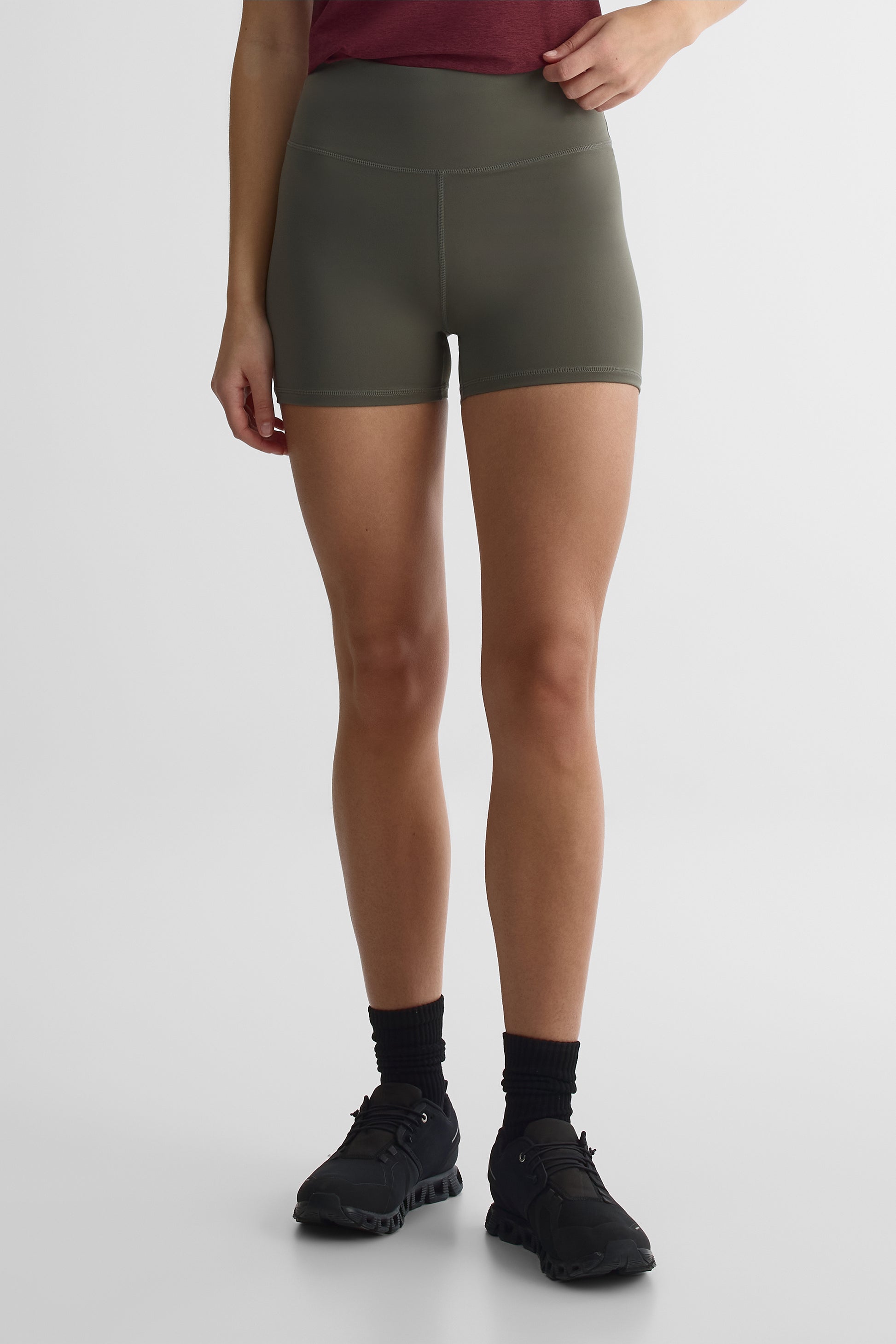Cuissard athlétique taille haute 4'', Velvety - Femme && KAKI