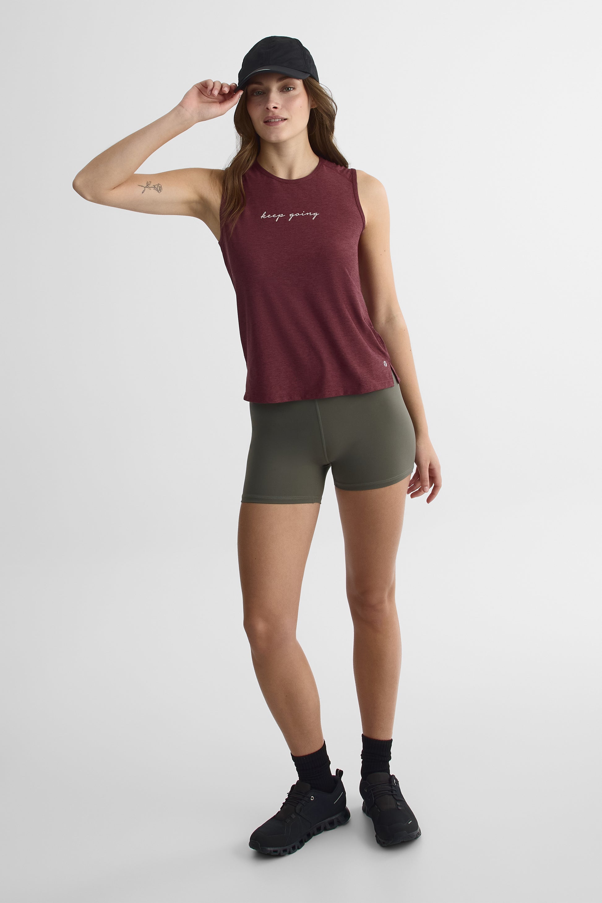 Cuissard athlétique taille haute 4'', Velvety - Femme && KAKI