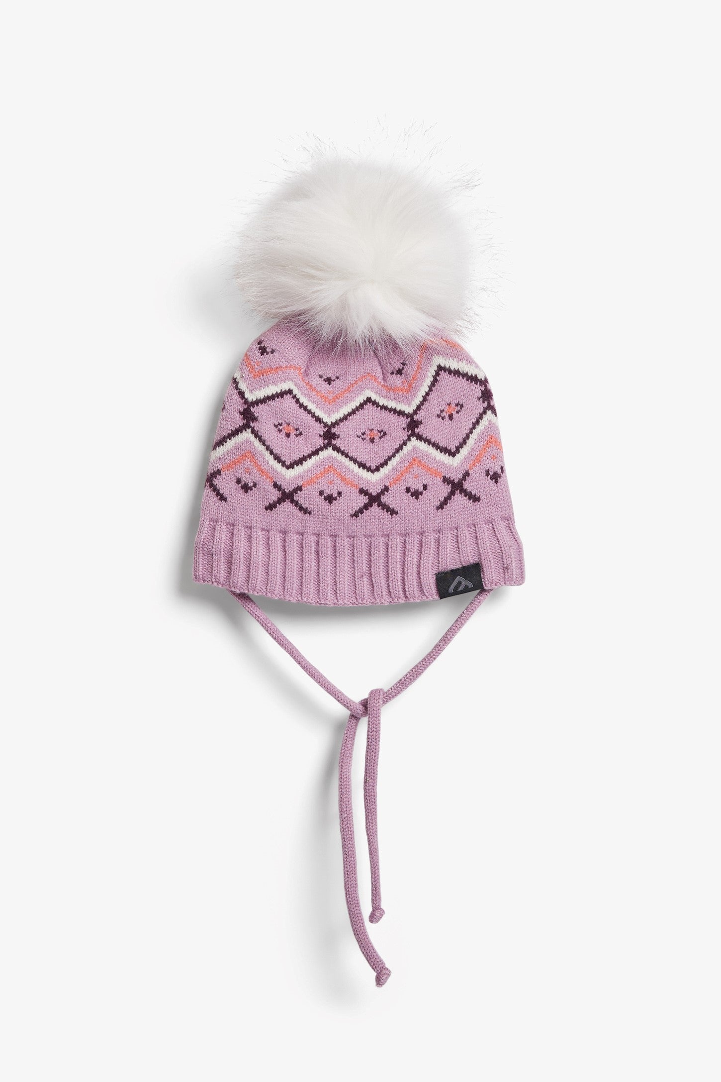 Tuque à pompom et cordons doublée BM - Bébé fille && LILAS MULTI