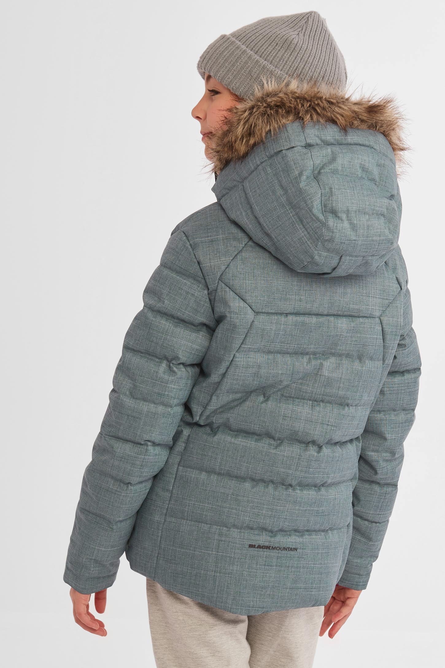 SHEIN 1 pièce Manteau matelassé avec capuche et bordure en peluche pour